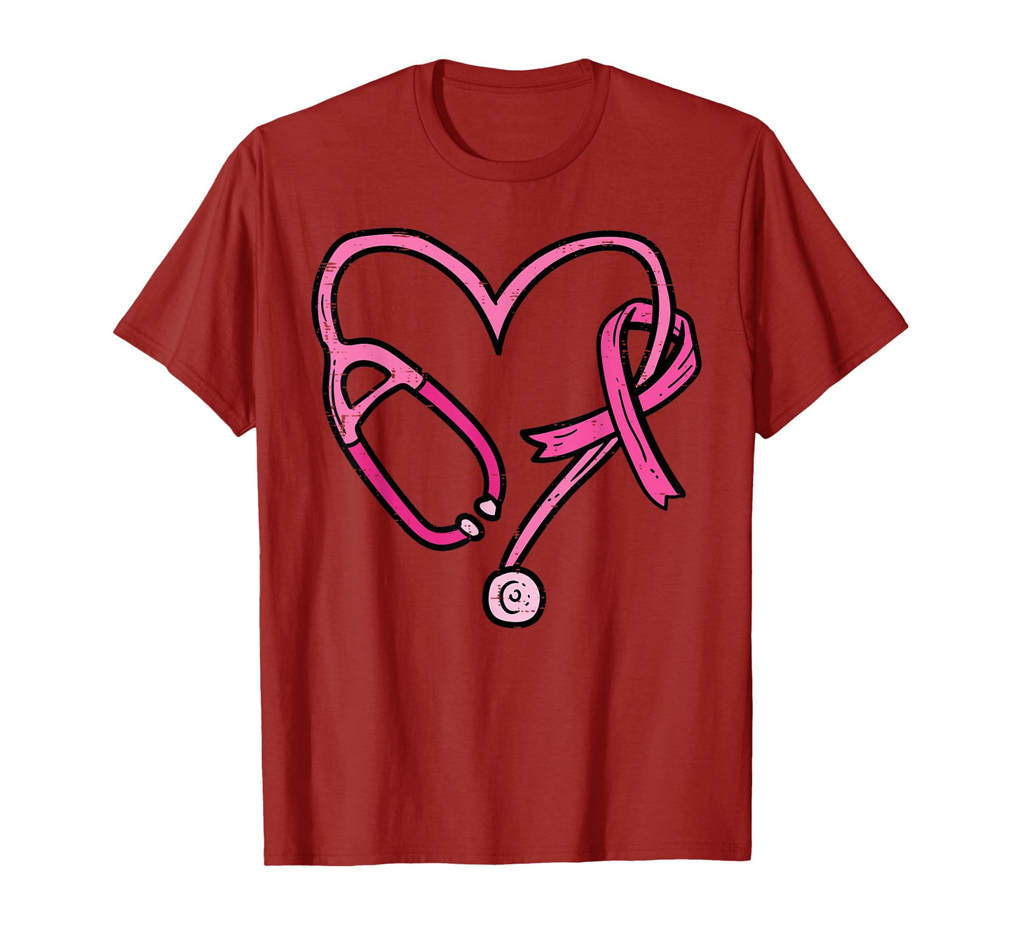 Pink Stethoscope Nurse Medical Breast Cancer Awareness Women T-Shirt