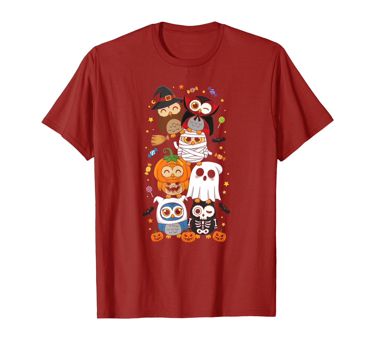 Funny Owl Witch Vampire Ghost Halloween Kids Mens Womens T-Shirt