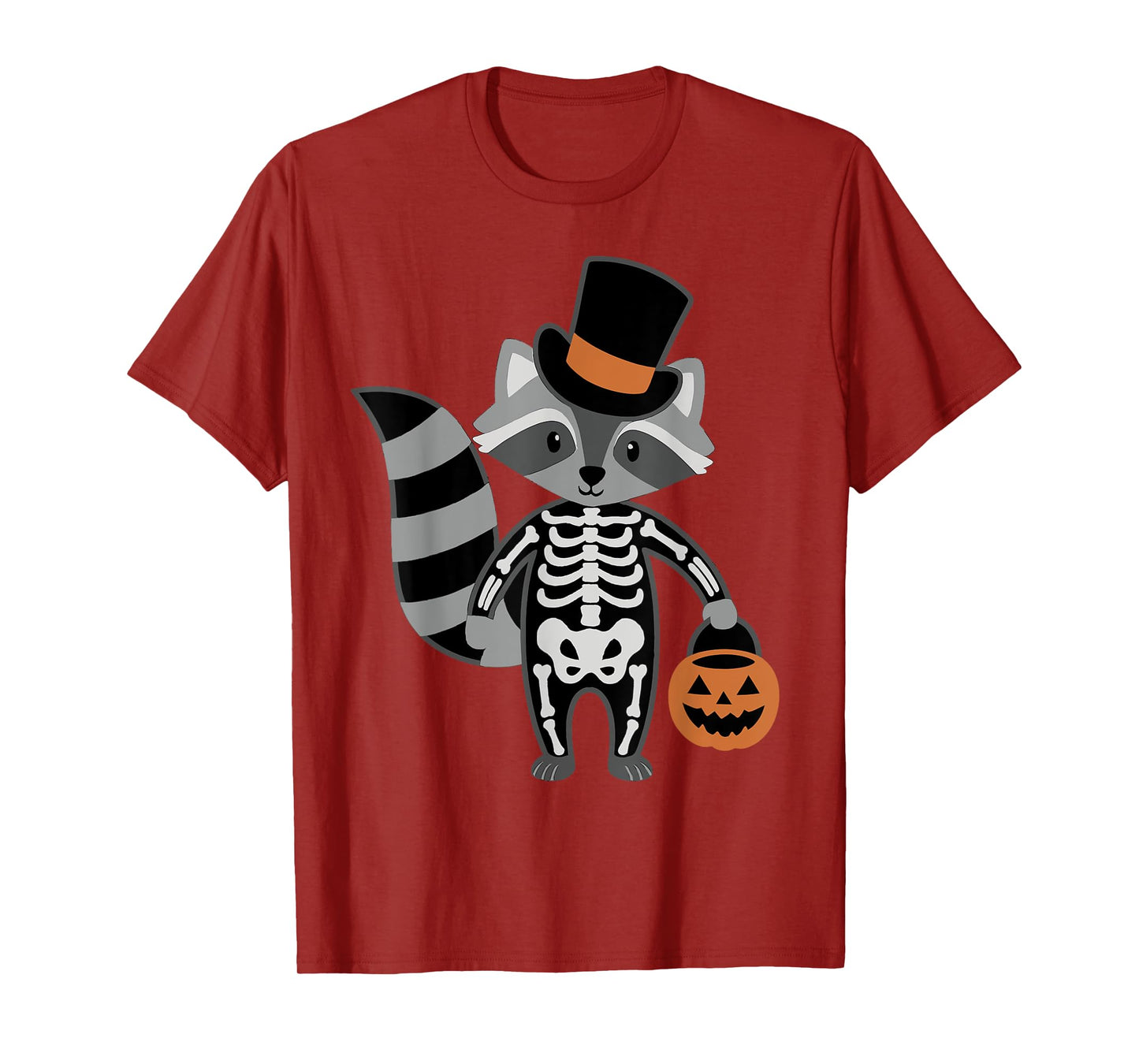 Cute Raccoon Skeleton Halloween with Top Hat & Pumpkin Candy T-Shirt