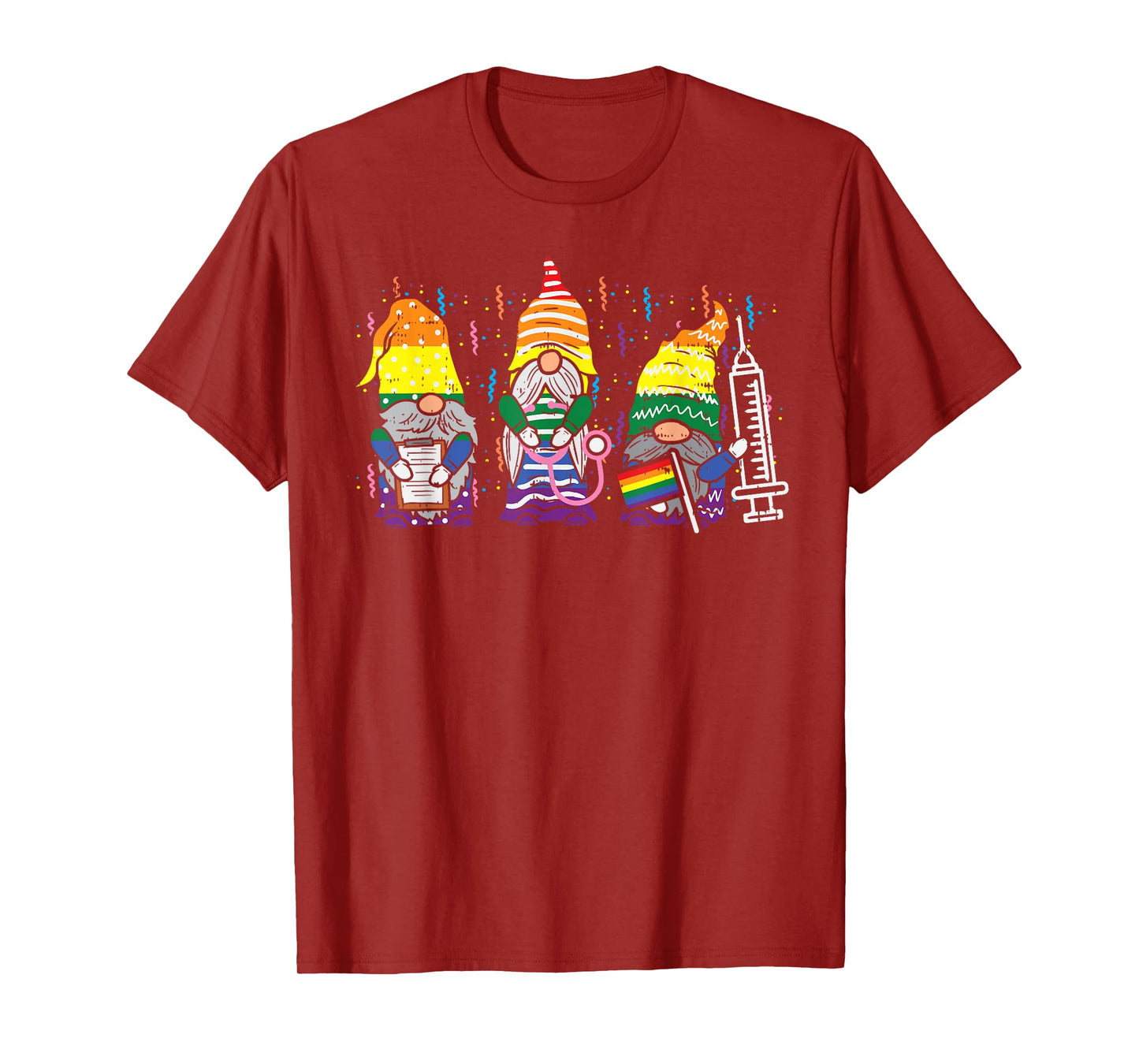 Rainbow Flag Gnome Nurse RN Scrub LGBT Pride Month Gay Ally T-Shirt