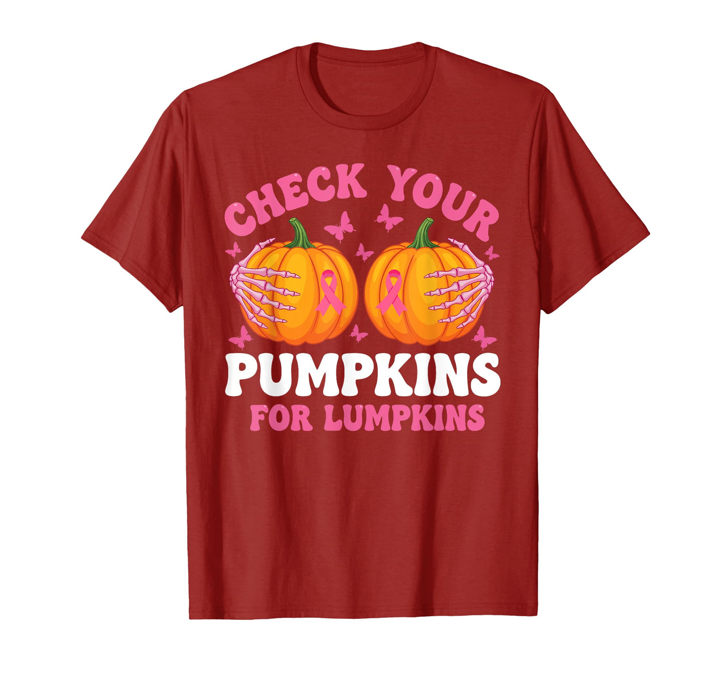 Check Your Pumpkins Women Breast Cancer Awareness Halloween T-Shirt