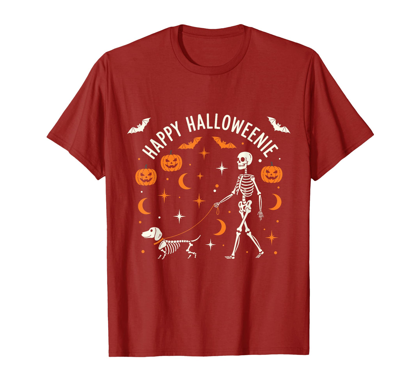 Happy Halloweenie Funny Halloween Skeleton Dachshund Dog T-Shirt