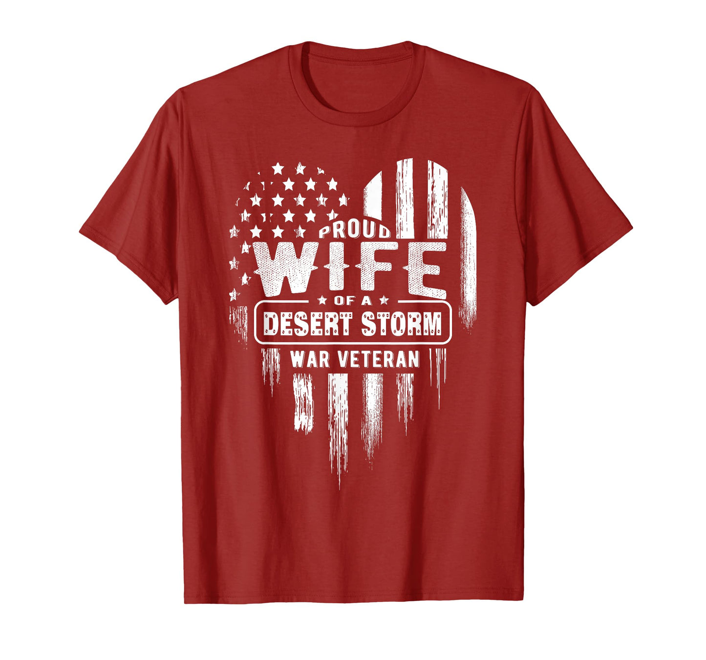 Proud Wife Desert Storm War Veteran American Flag Heart T-Shirt