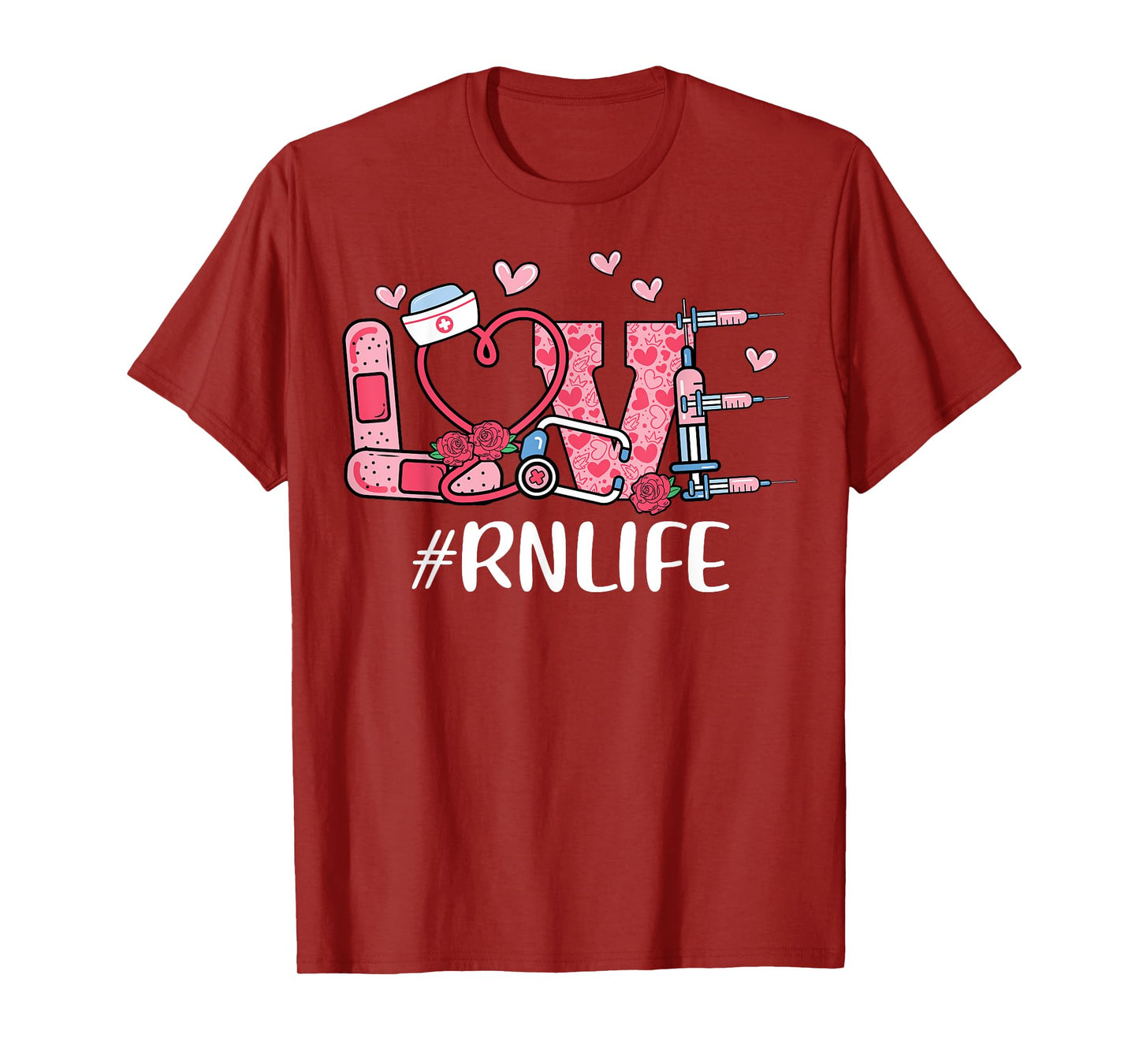 RN Registered Nurse Love Valentines Day Cute Women Heart T-Shirt