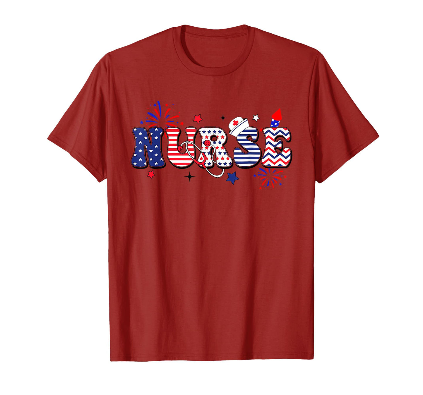 USA American Flag Patriotic Nurse Stethoscope 4th of July T-Shirt