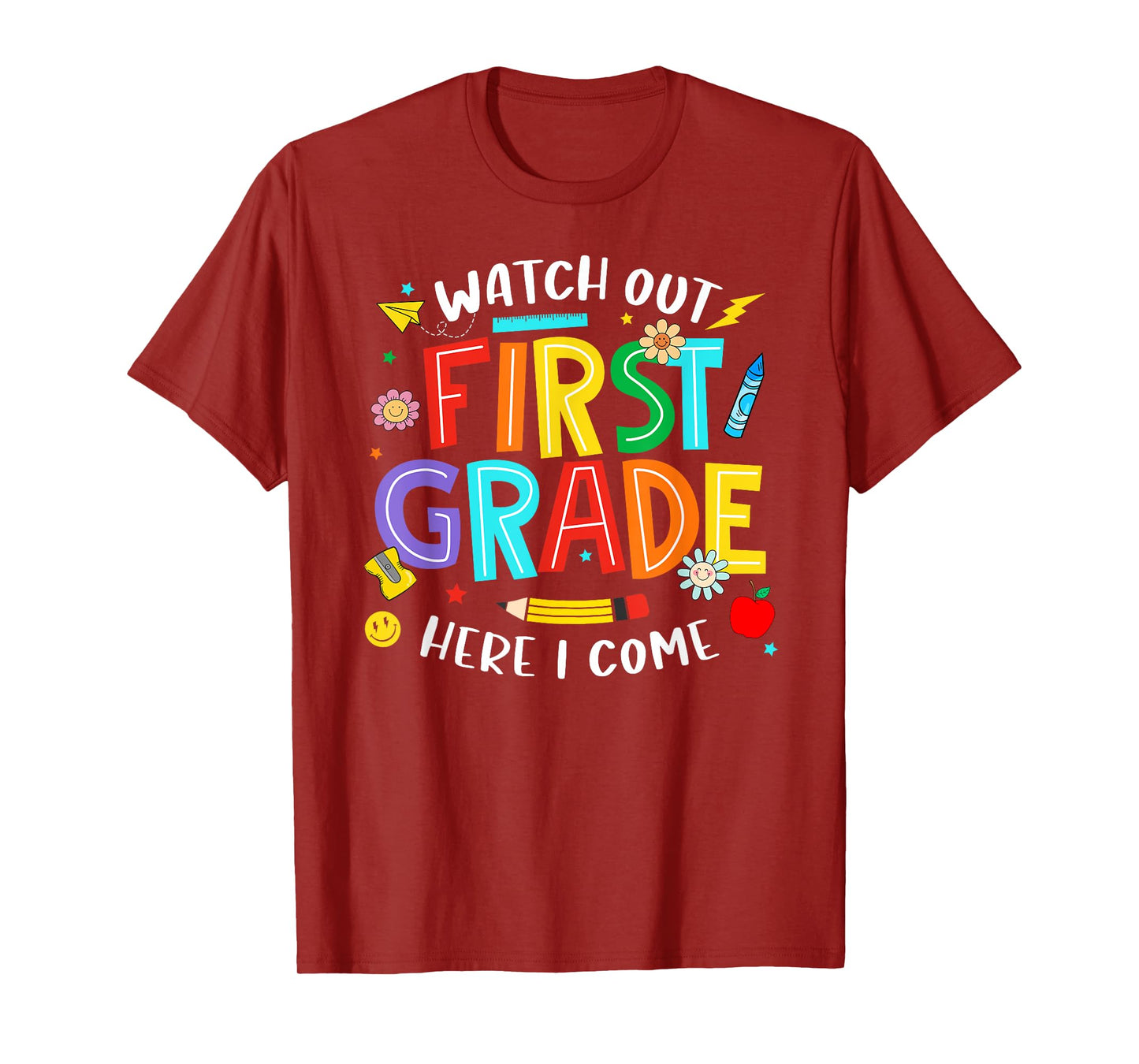 Watch Out First Grade Here I Come 1st Grade Back To School T-Shirt