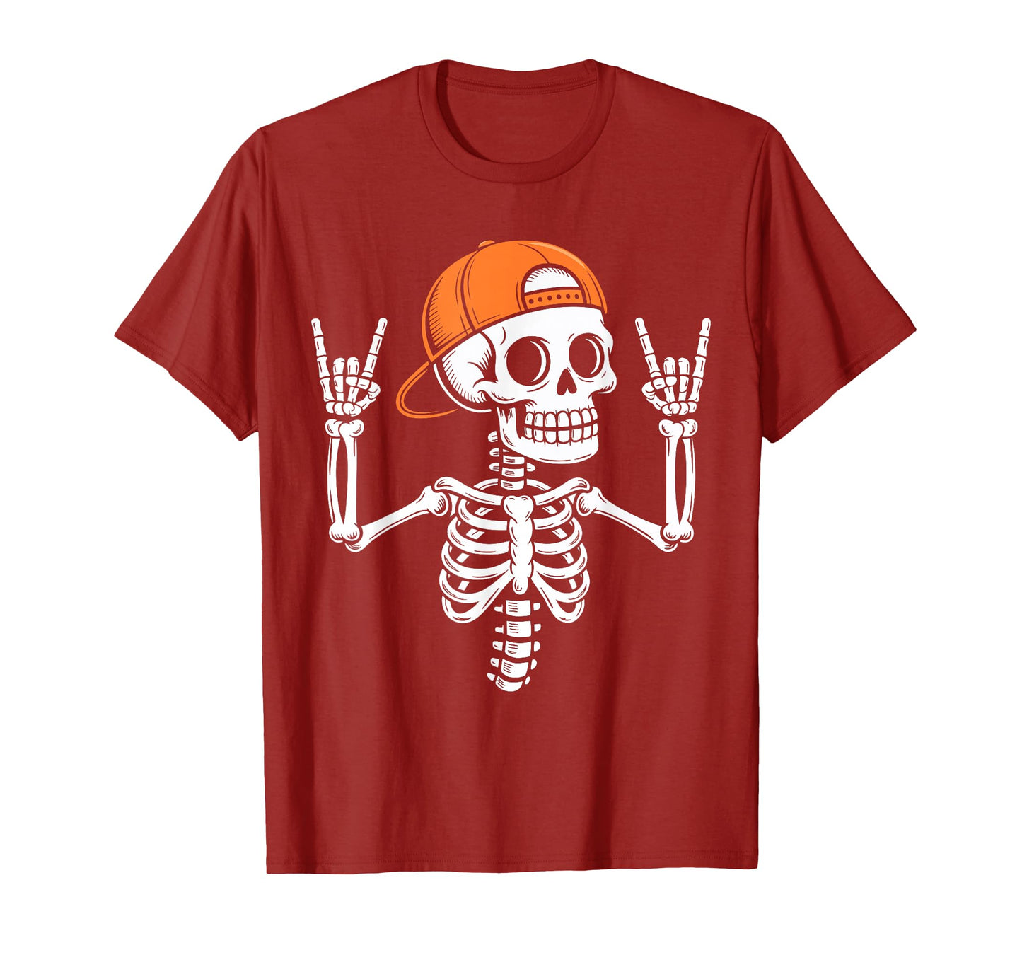 Skeleton Rocker Shirt Cap Punk Skater Men Boy Kids Halloween T-Shirt