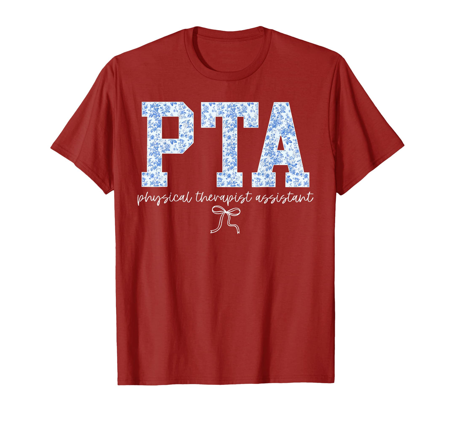 Retro PTA Physical Therapist Assistant Blue Floral Women T-Shirt