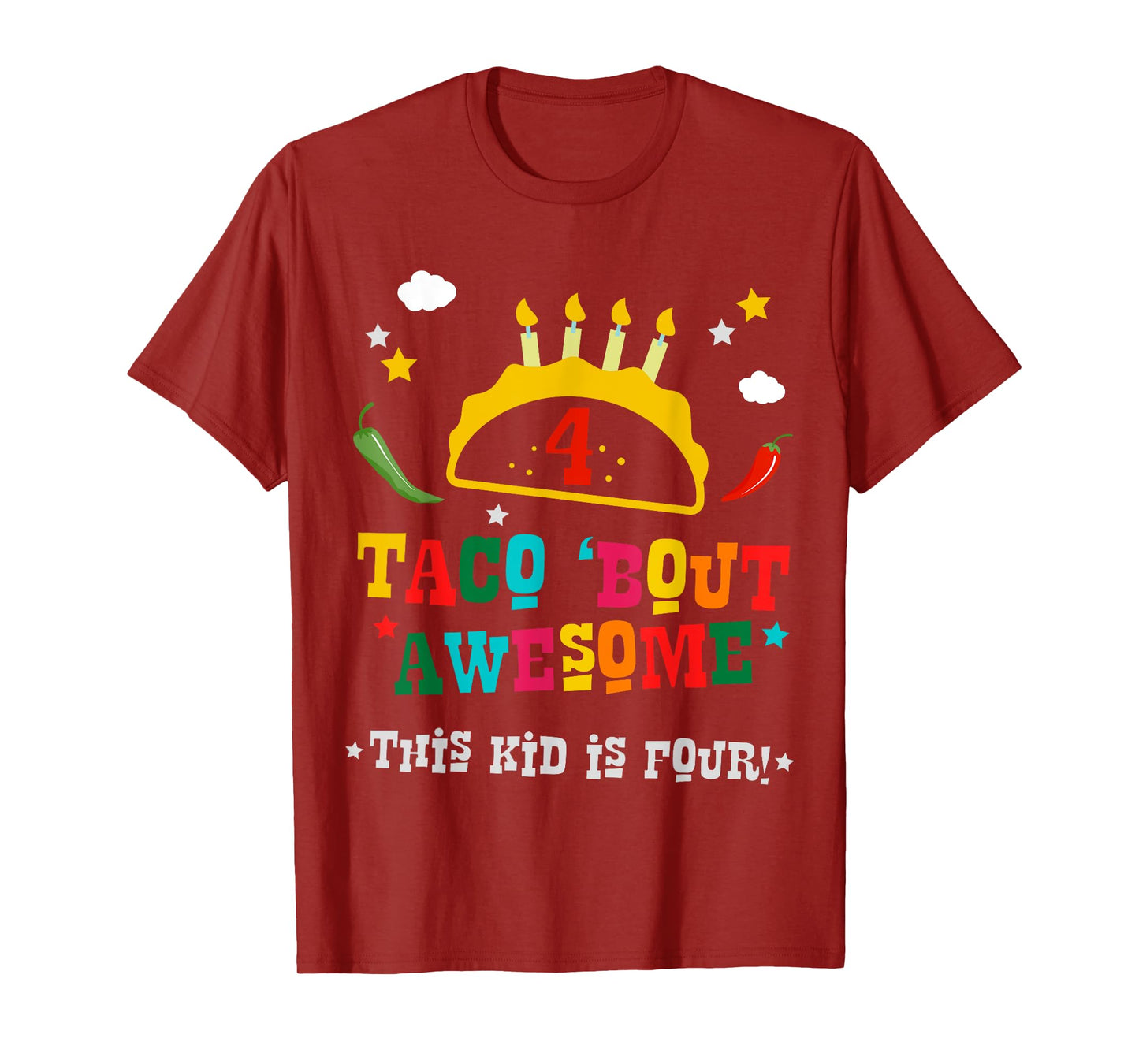 4th Birthday Taco Bout Awesome Boys Age 4 Four Party Gift T-Shirt