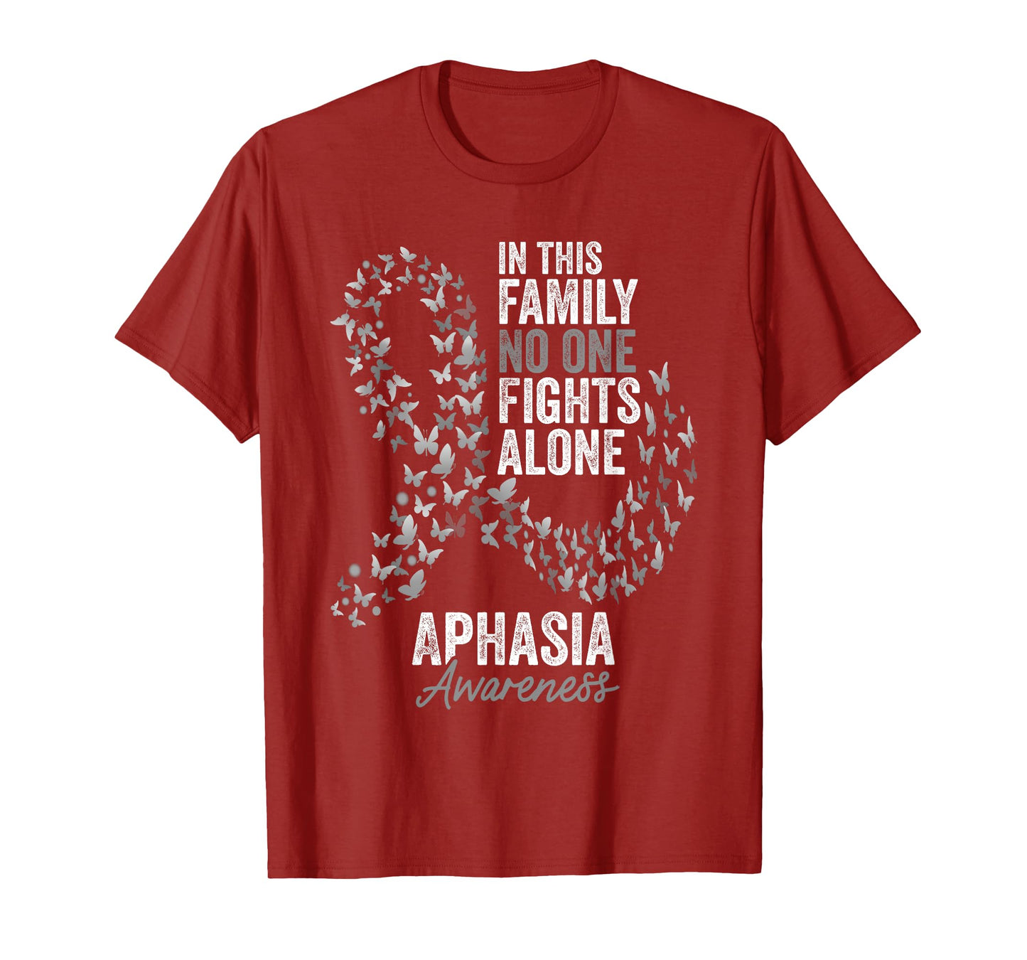Aphasia Awareness Month Butterflies Gray Ribbon T-Shirt