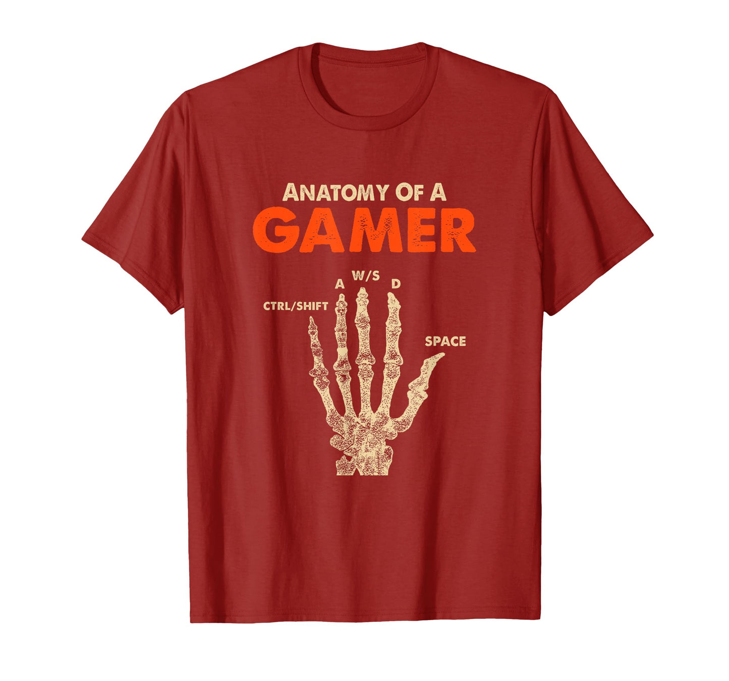Anatomy of A Gamer Skeleton Hand Funny Video Gaming T-Shirt