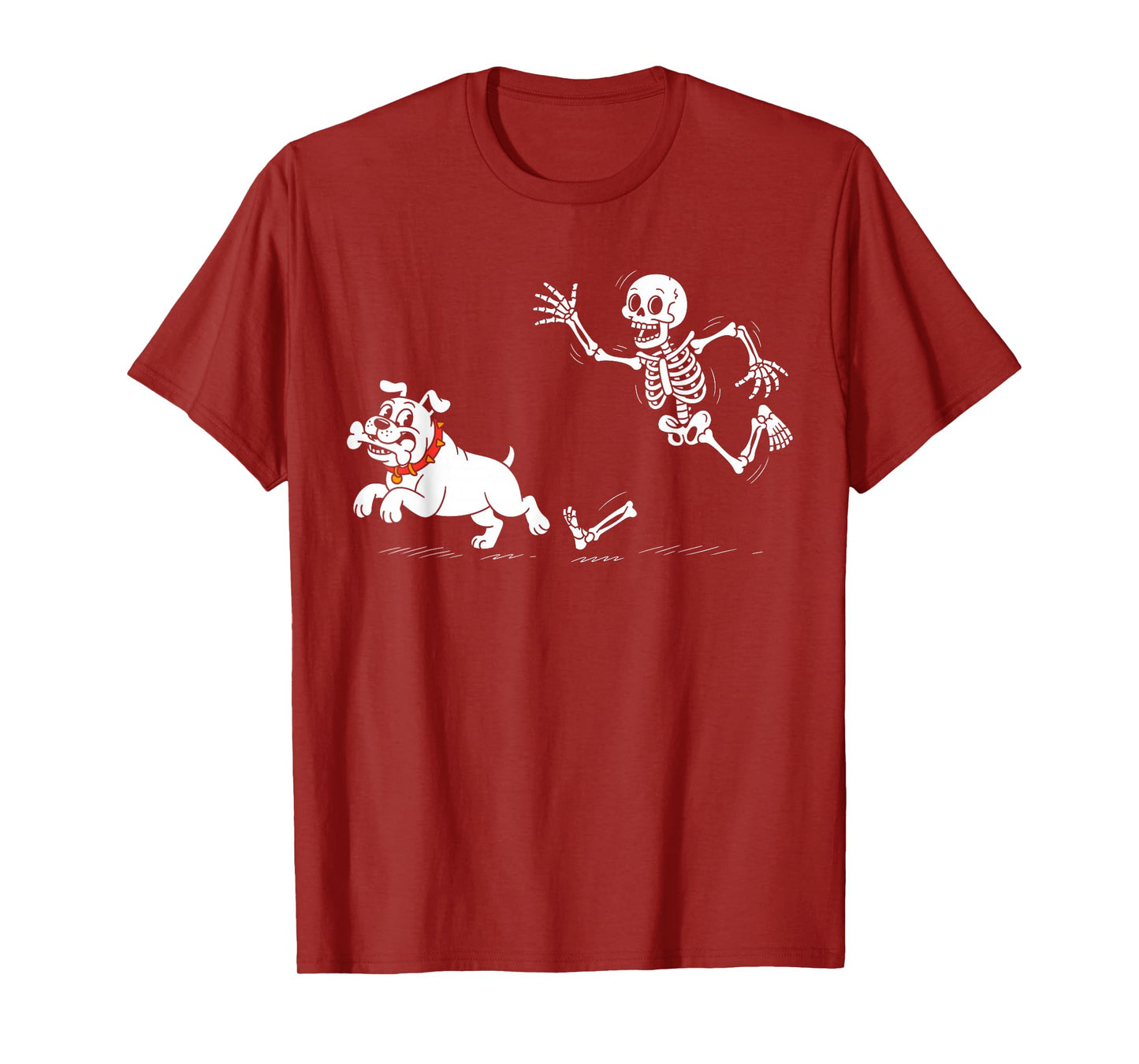 Funny Skeleton Chasing Dog Halloween Men Women Dog Lovers T-Shirt