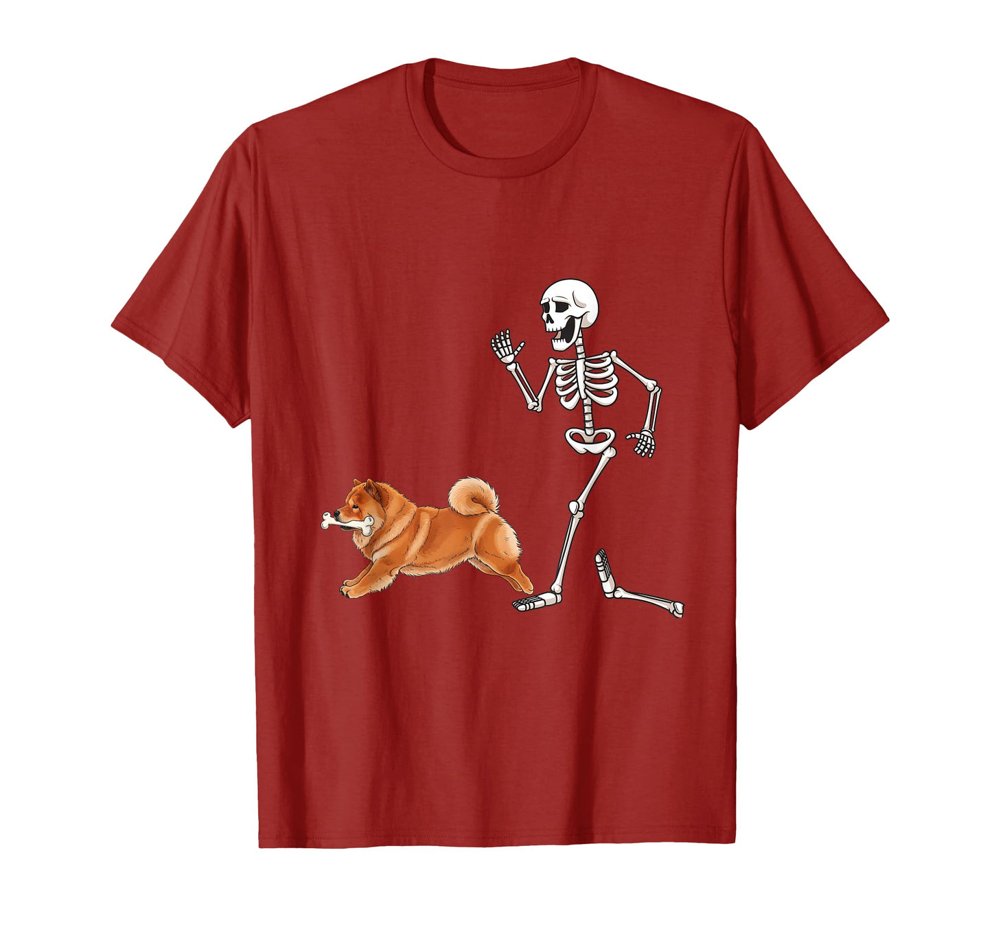 Funny Halloween Chow Chow and Skeleton T-Shirt
