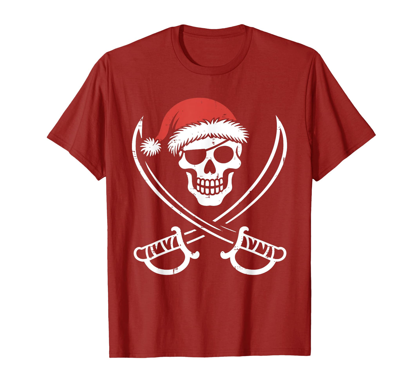 Santa Pirate Skull Crossbones Skeleton Halloween Christmas T-Shirt