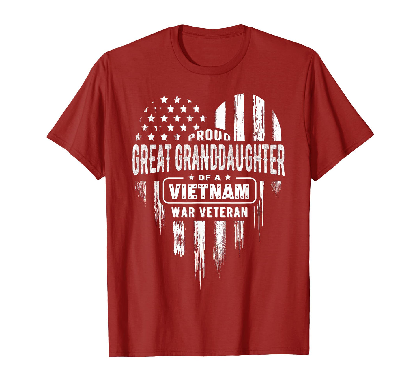 Proud Great Granddaughter Vietnam War Veteran American Flag T-Shirt for Women Men