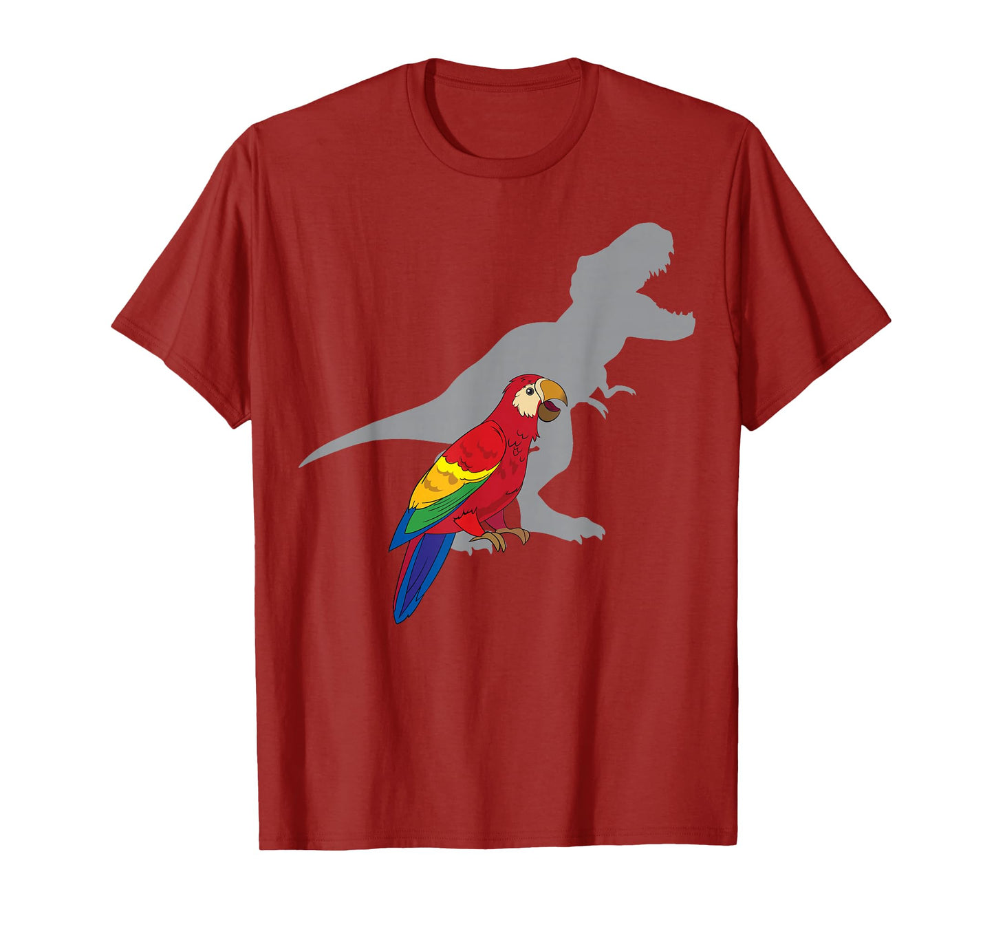 Cute African Parrot Gifts For Bird Lovers Women T-Rex Screaming with Macaw Parrot Unisex Adult Black Short Sleeve Classic Fit Cotton 65% Polyester 35% T-Shirt