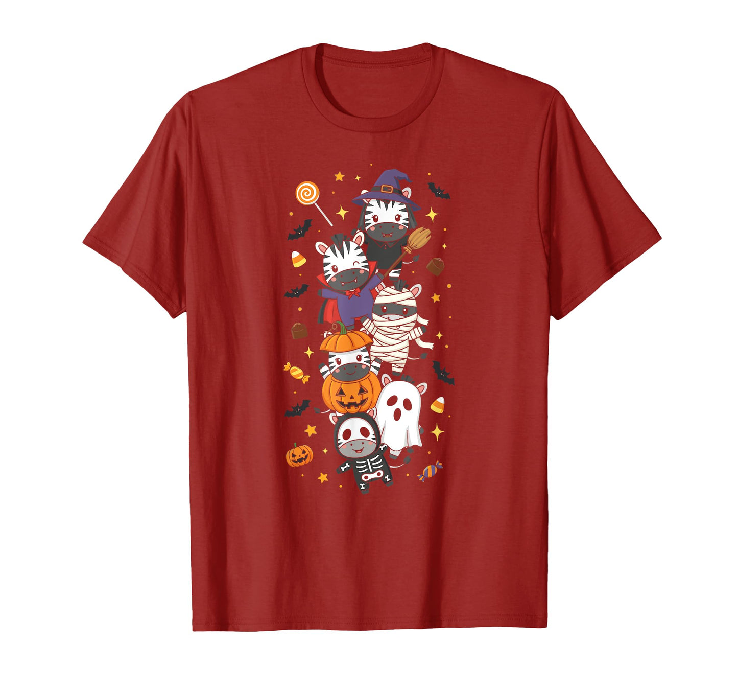 Funny Zebra Witch Vampire Ghost Halloween Kids Mens Womens T-Shirt
