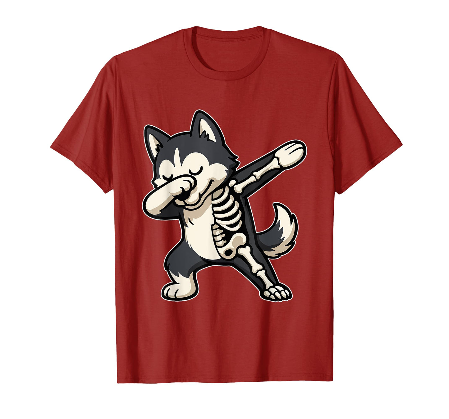 Dabbing Husky Half Skeleton Halloween Costume Owner Lover T-Shirt
