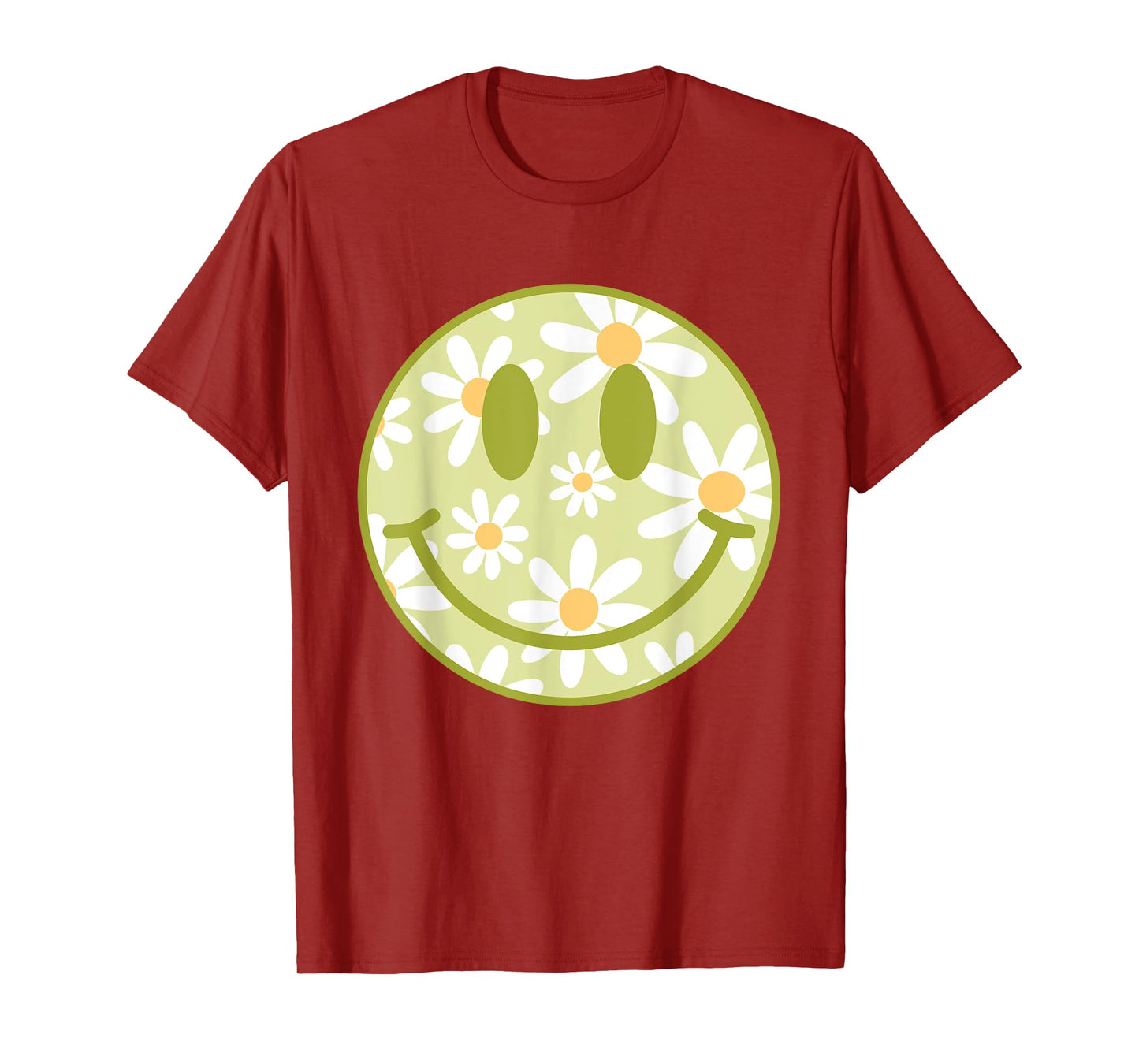 Retro Green Happy Face Checkered Pattern Smile Face Trendy T-Shirt