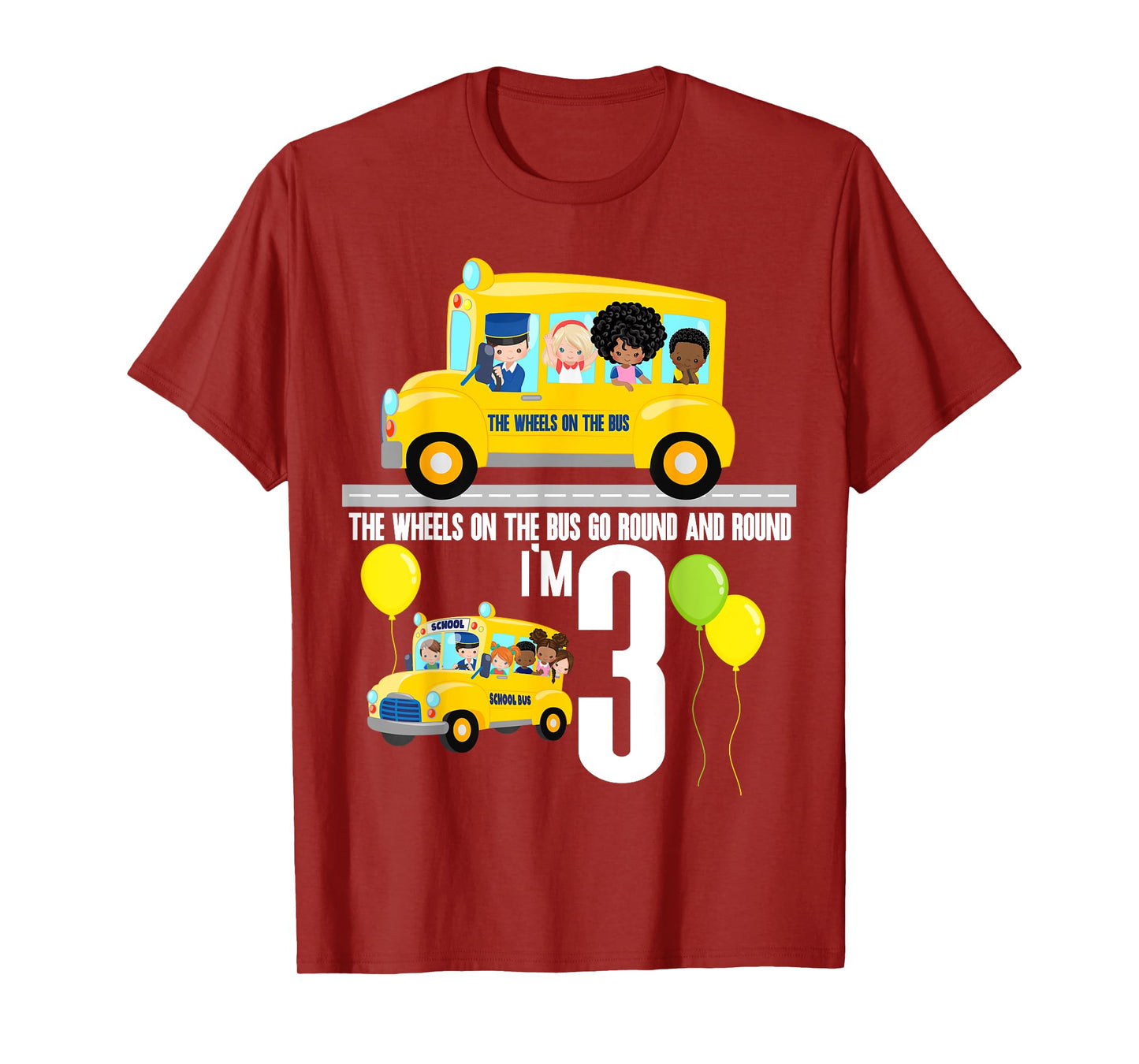 The Wheels On The Bus Kids 3rd Birthday Nursery Song Rhyme T-Shirt