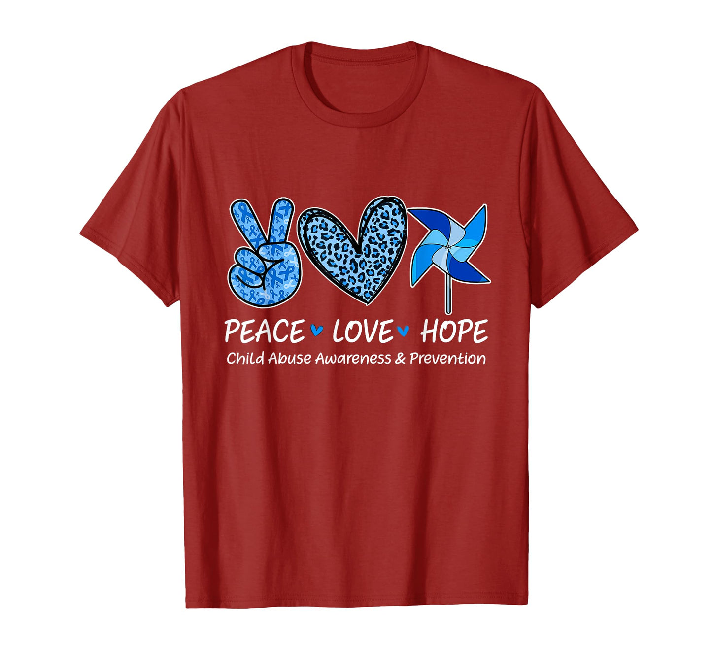 Peace Hope Love Tshirt Child Abuse Awareness Pinwheel T-Shirt