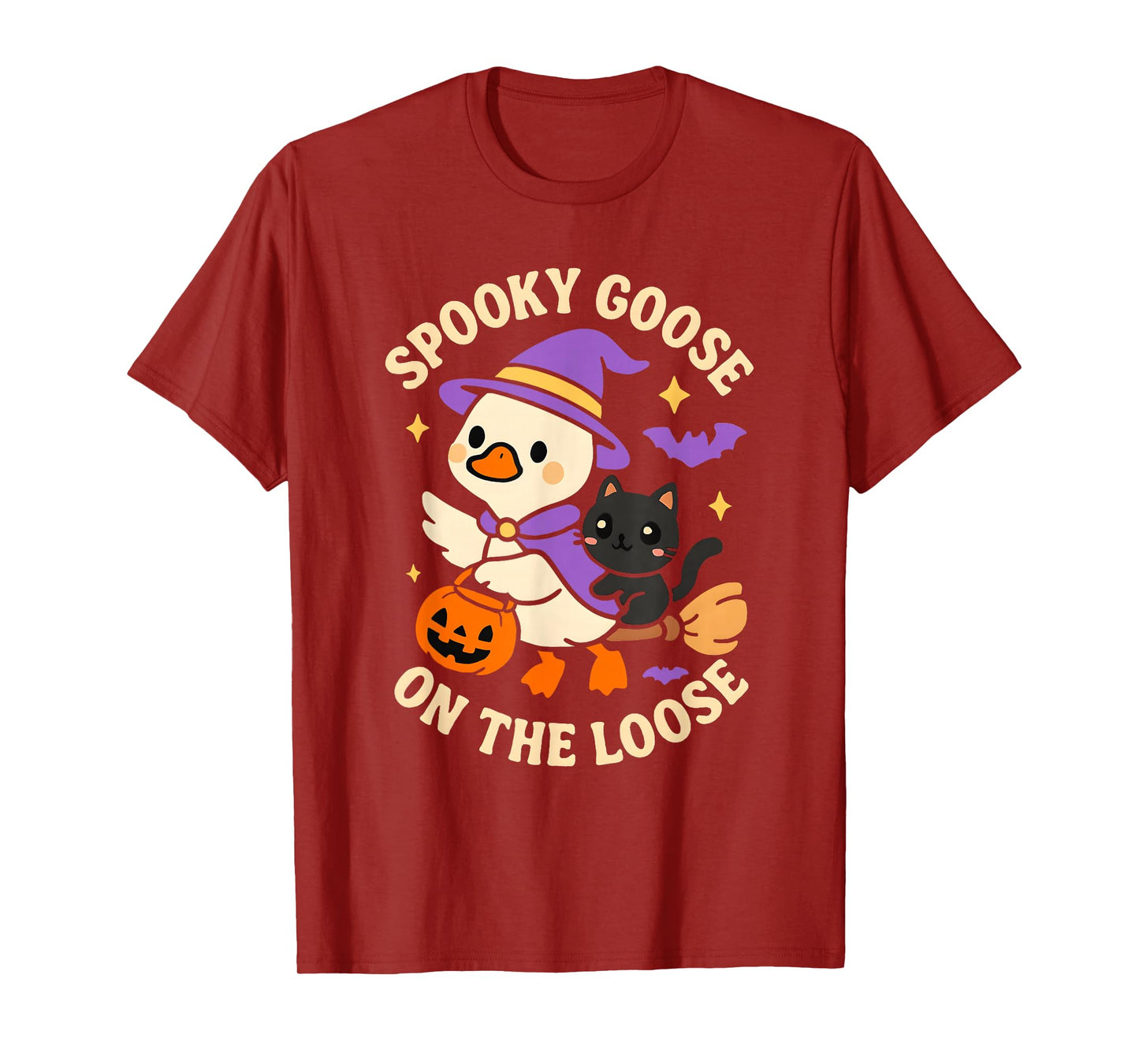 Spooky Goose On The Loose Halloween Silly Witch Women T-Shirt