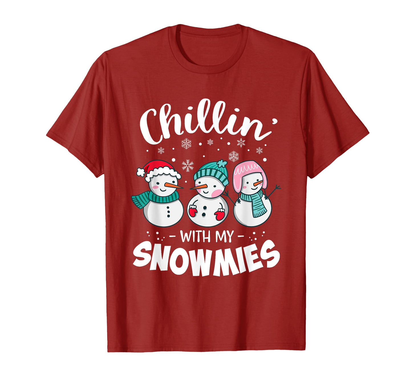 Chillin With My Snowmie Women Christmas Snowman Teacher Snow T-Shirt