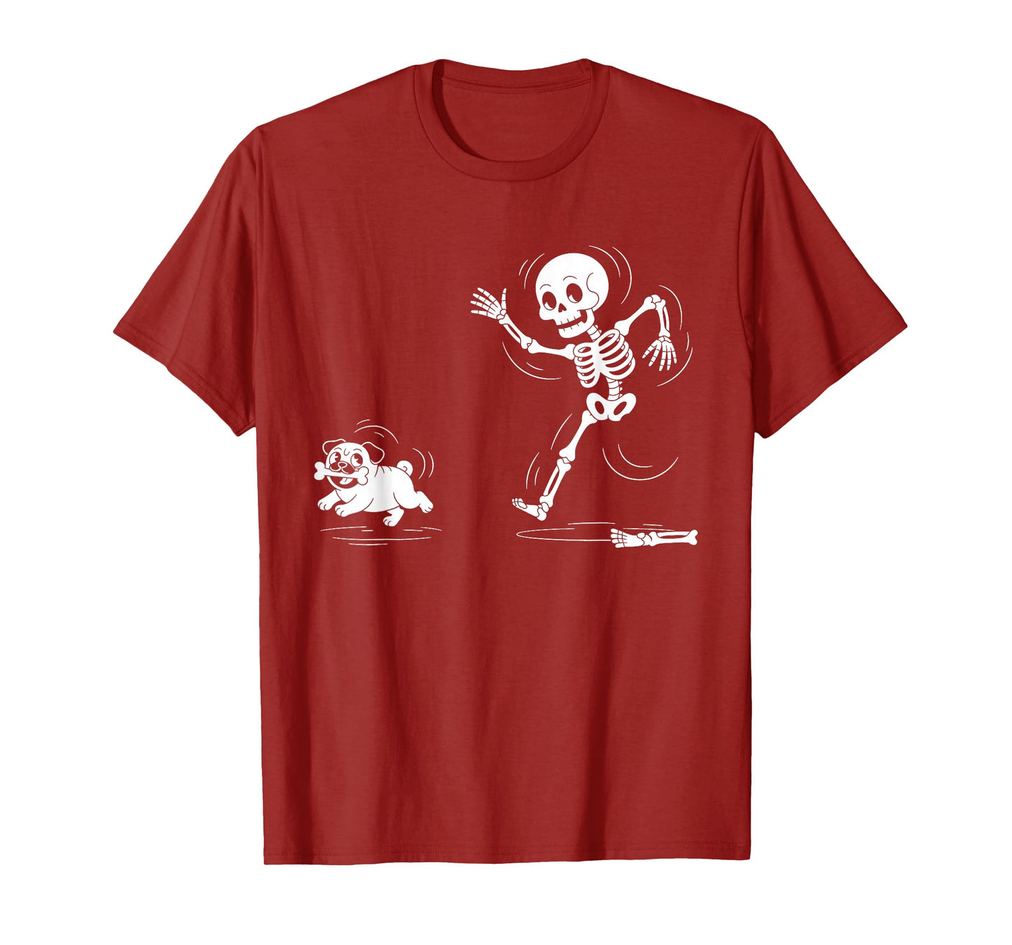 Funny Dog Steals Skeleton Bone Halloween Art Humor T-Shirt