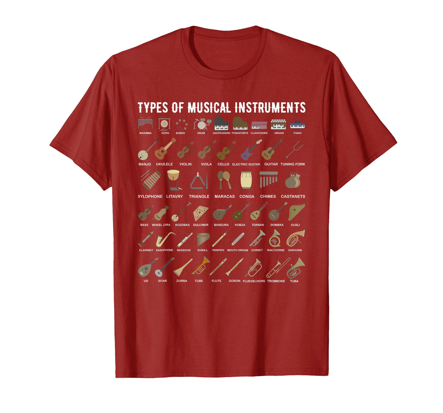 Types of Musical Instruments Shirt For Band Class T-Shirt