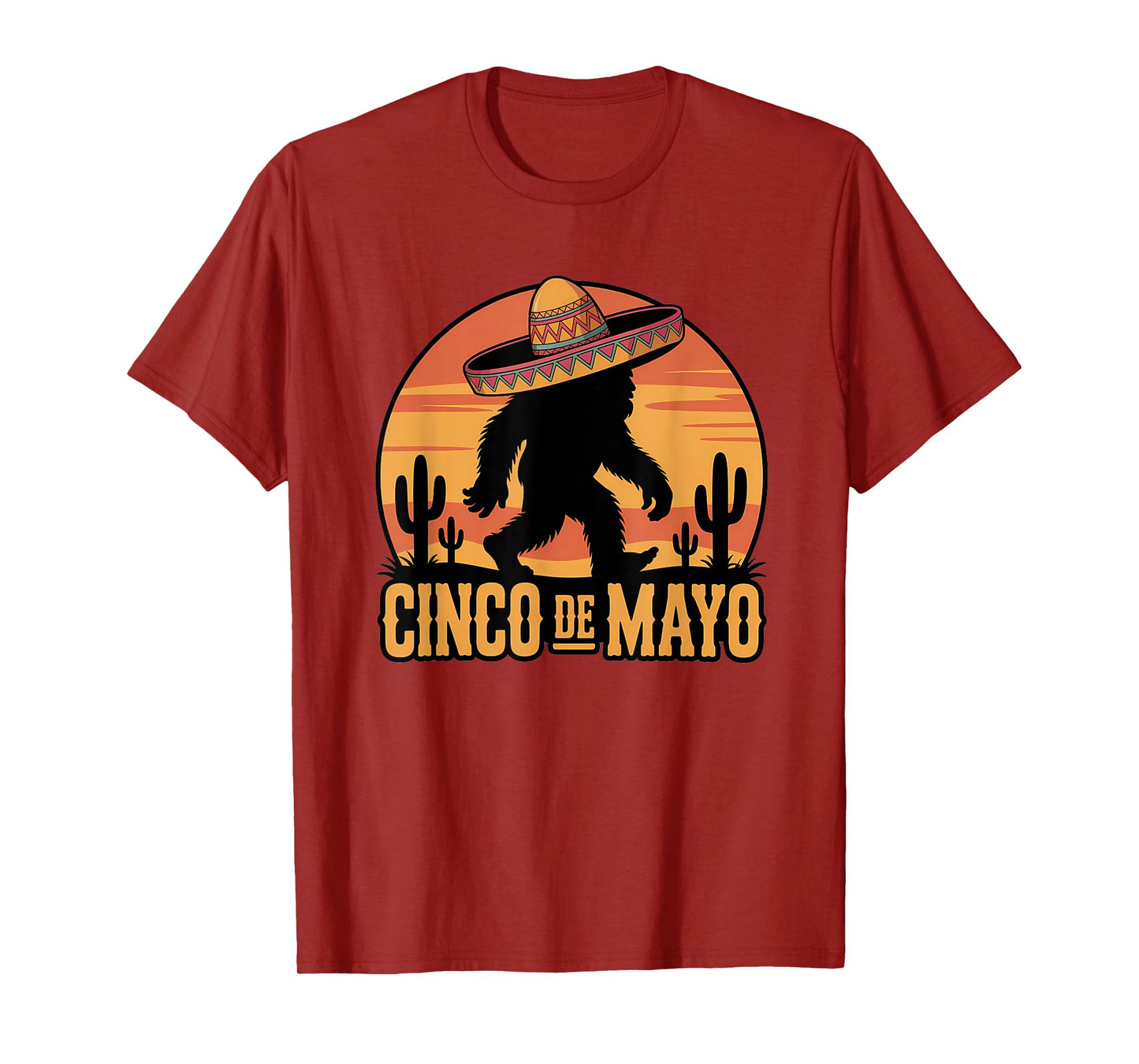 Cinco de Mayo Bigfoot Sombrero Desert Sunset T-Shirt