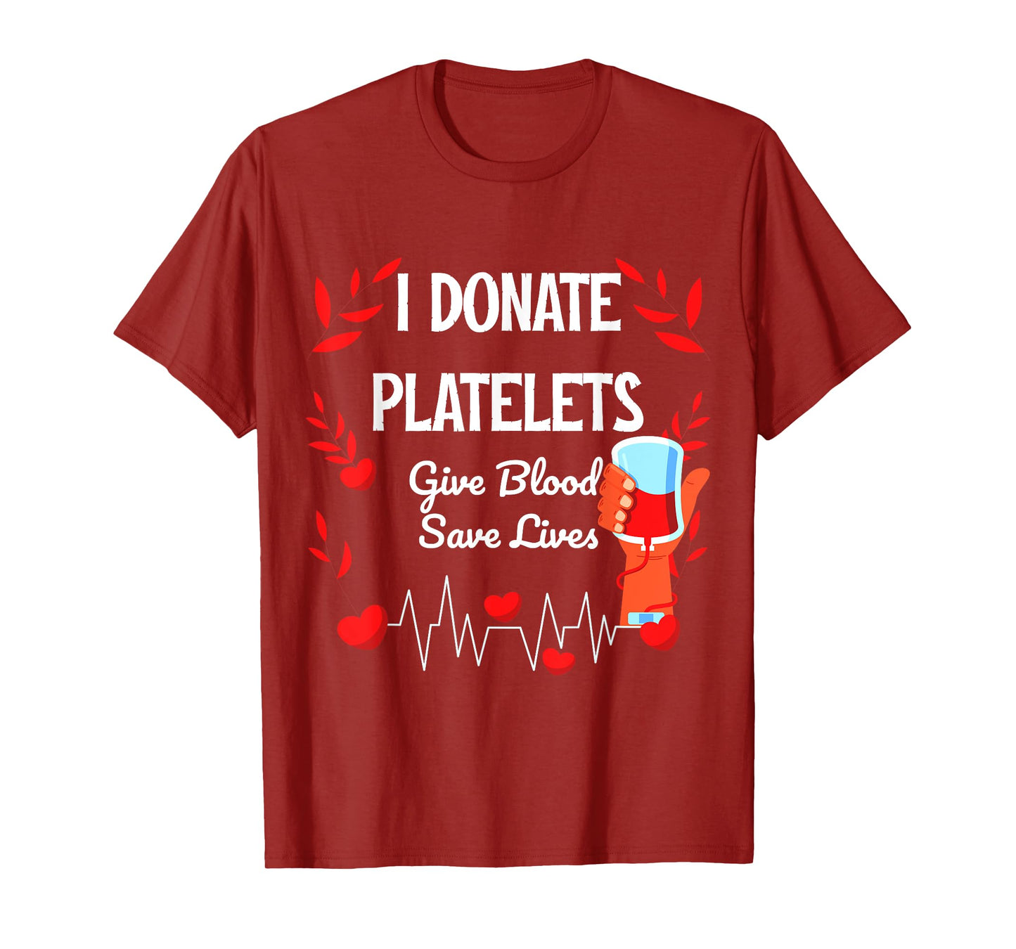 Give Blood To Save lives Motivation Platelets Blood Donation Awareness Unisex-Adults T-Shirt, Black, Small, Short Sleeve