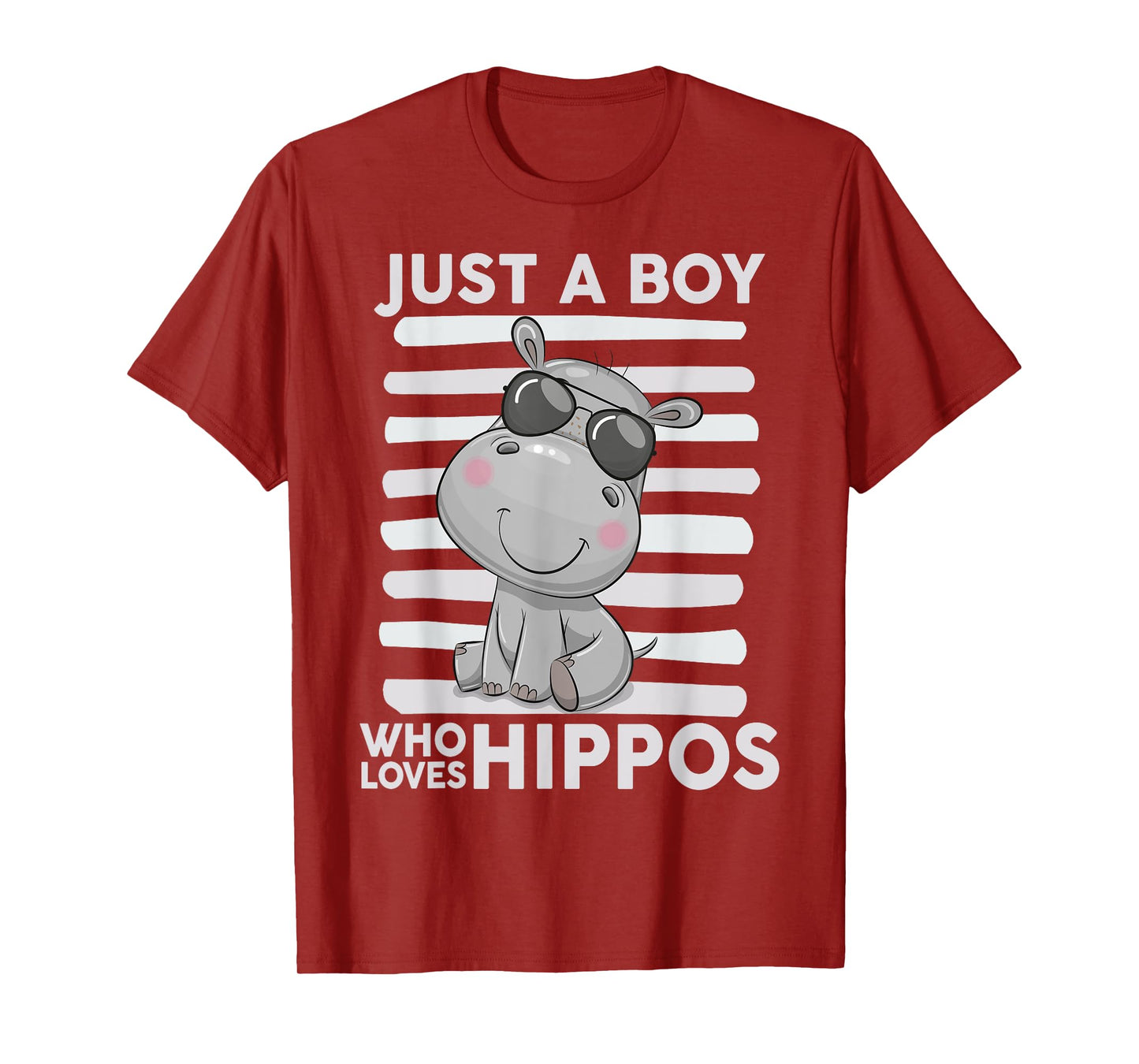 Kids Hippo-Shirt Toddler Funny Just A Boy Who Loves Hippos T-Shirt
