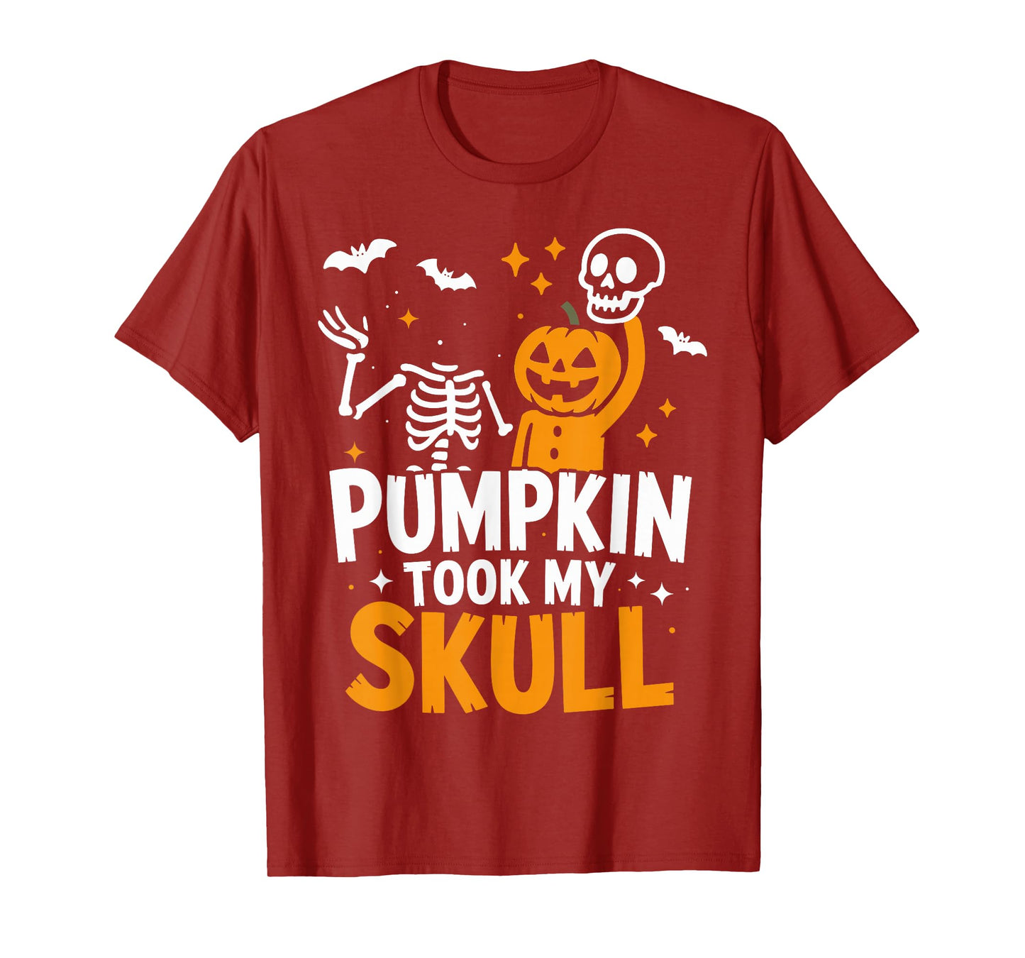 Pumpkin Took My Skull Humor Costume Funny Halloween Skeleton T-Shirt