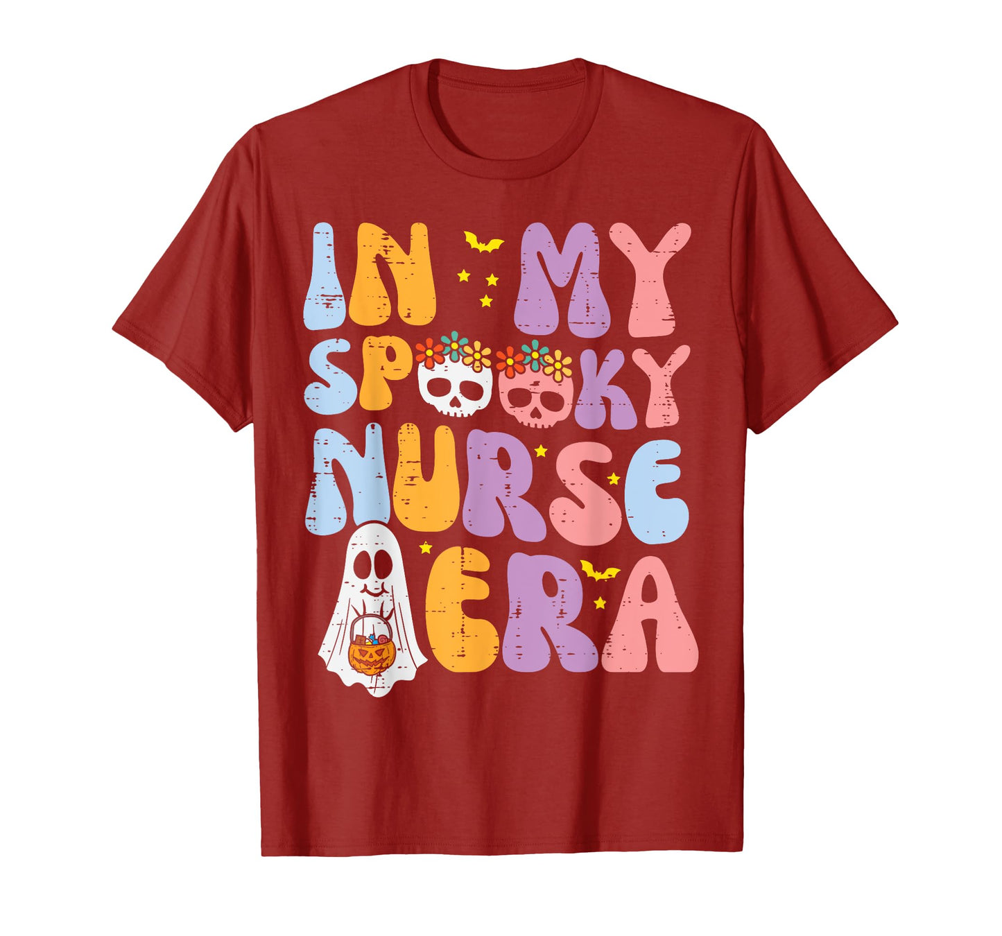 Halloween My Spooky Nurse Era Costume Groovy Scrub Top Women T-Shirt