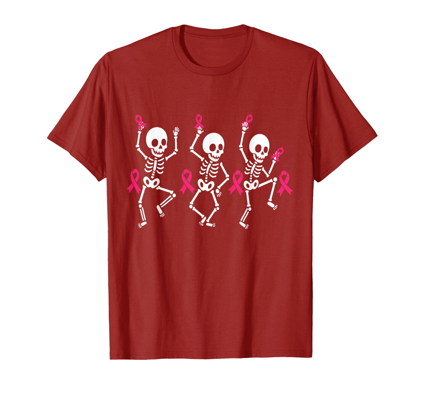 Ribbon Pink Skeleton Halloween Breast Cancer Awareness Women T-Shirt