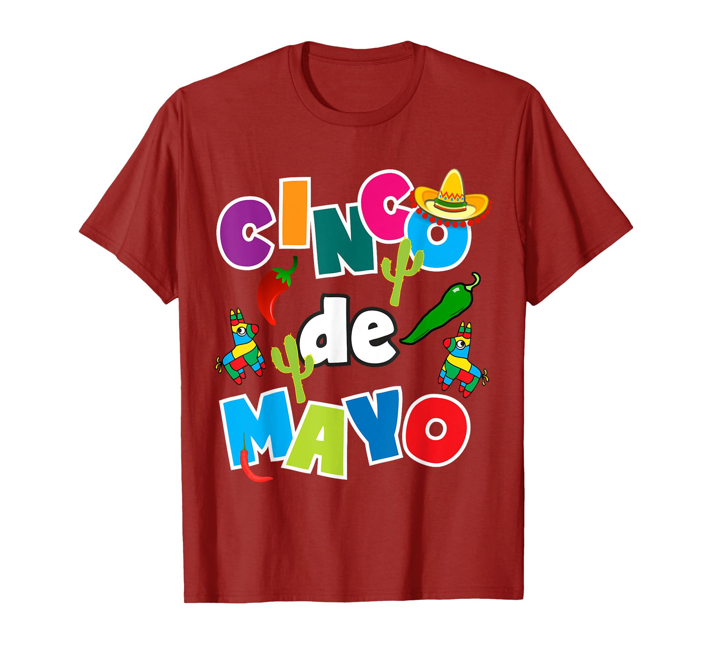 Cinco De Mayo Shirt For Kids Men Women Pinata Sombrero Fun T-Shirt
