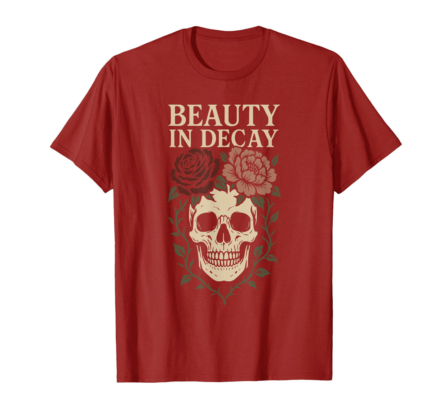 Floral Skeleton Romantic Goth Skull and Flowers Gothic T-Shirt