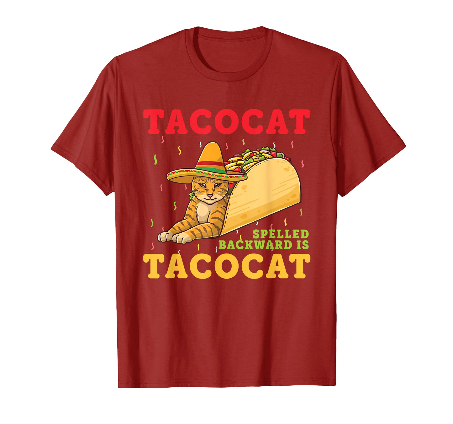 Tacocat Spelled Backwards Tacos and Cats Cinco De Mayo Cat T-Shirt for Men Women Girls Kids