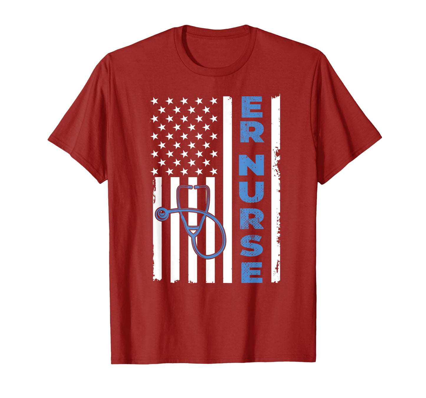 Patriotic ER Nurse Tee Retro American Flag 4th of July RN T-Shirt
