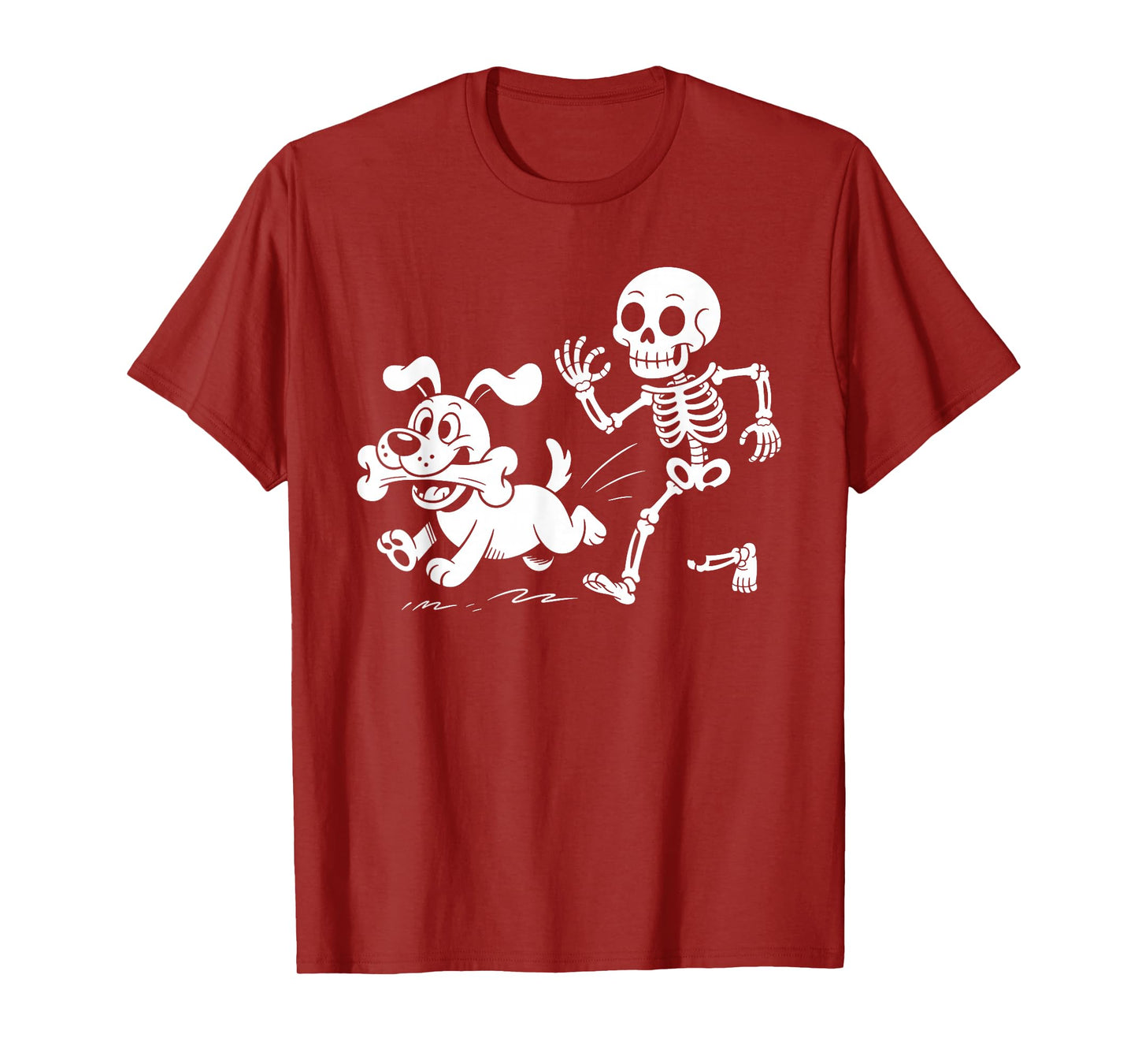 Skeleton Dog Halloween Skeleton Chasing Dog T-Shirt