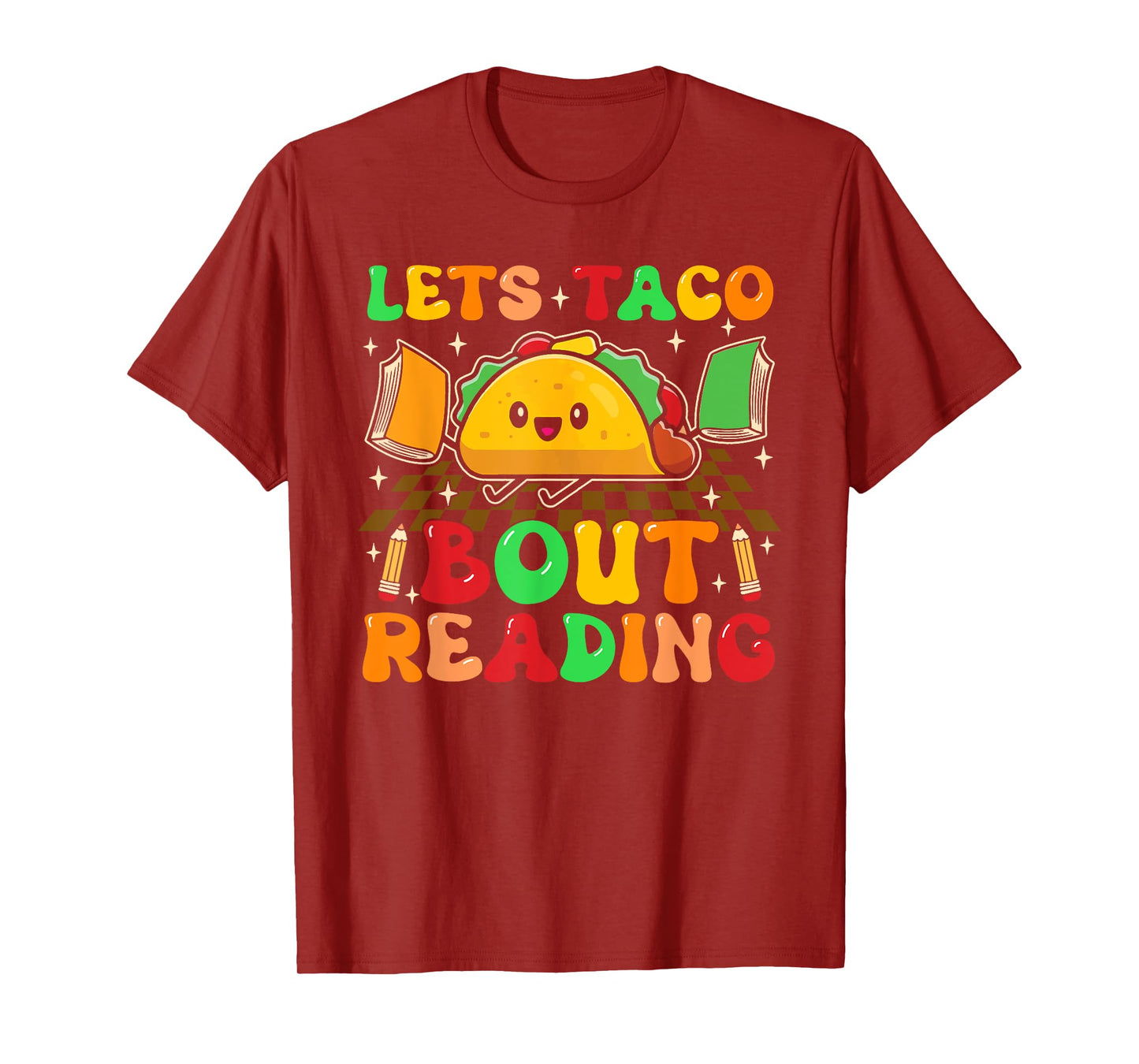 Lets Taco Bout Reading Back To School Science Teacher Groovy Men Women T-Shirt