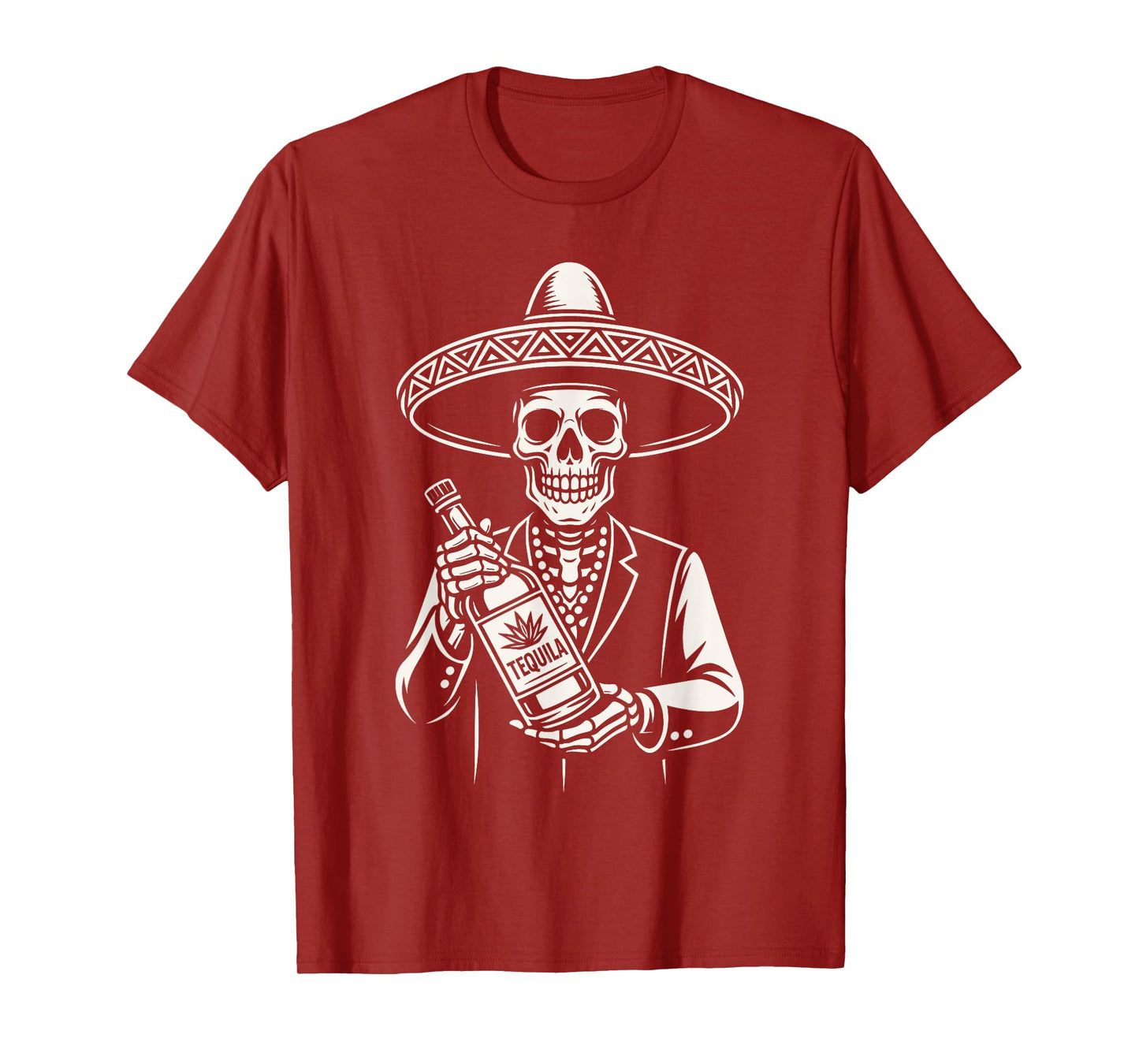 Dia De Los Muertos Sombrero Tequila Costume Mexican Skeleton T-Shirt