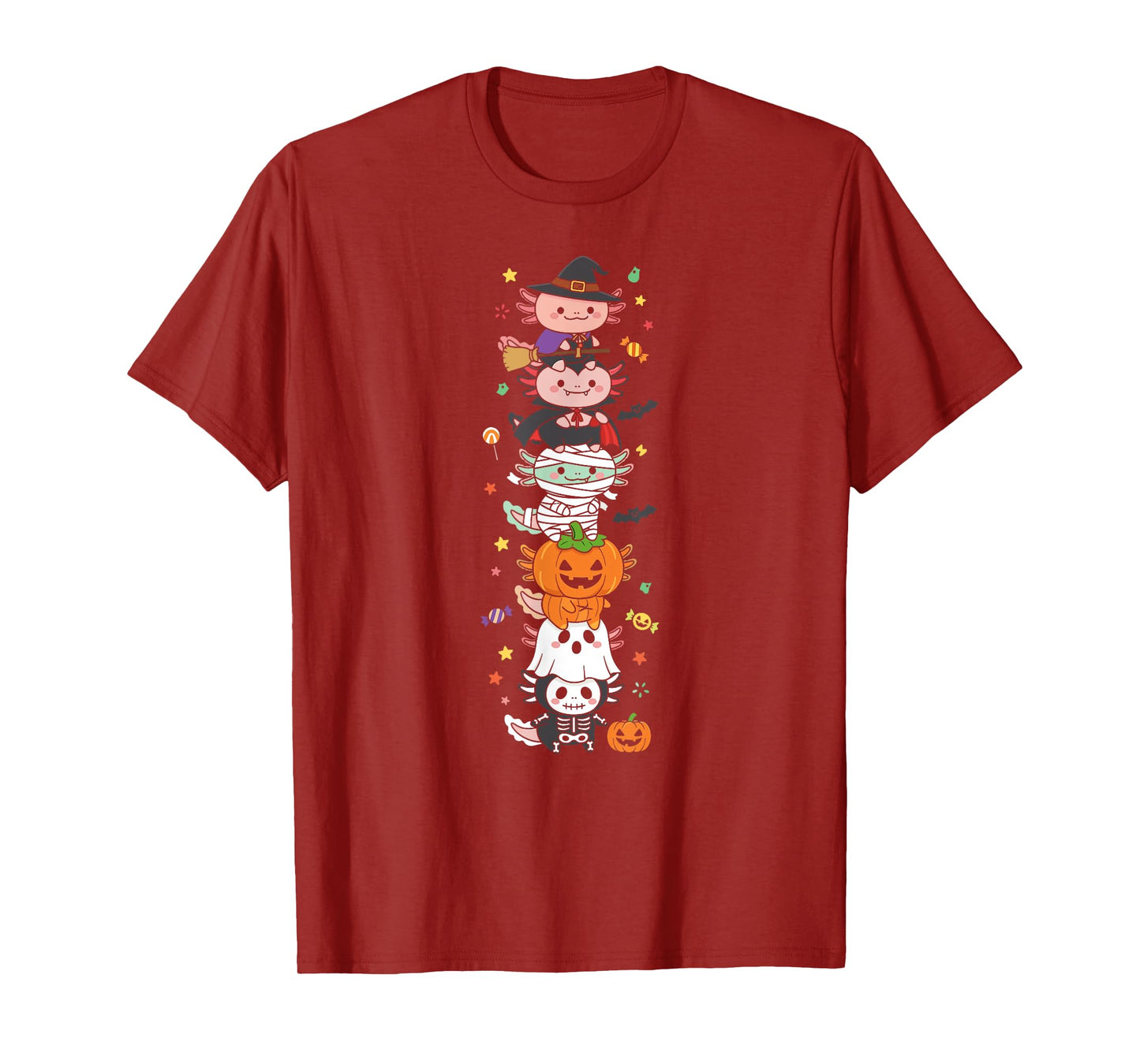 Funny Axolotl Witch Vampire Ghost Halloween Kids Mens Womens T-Shirt