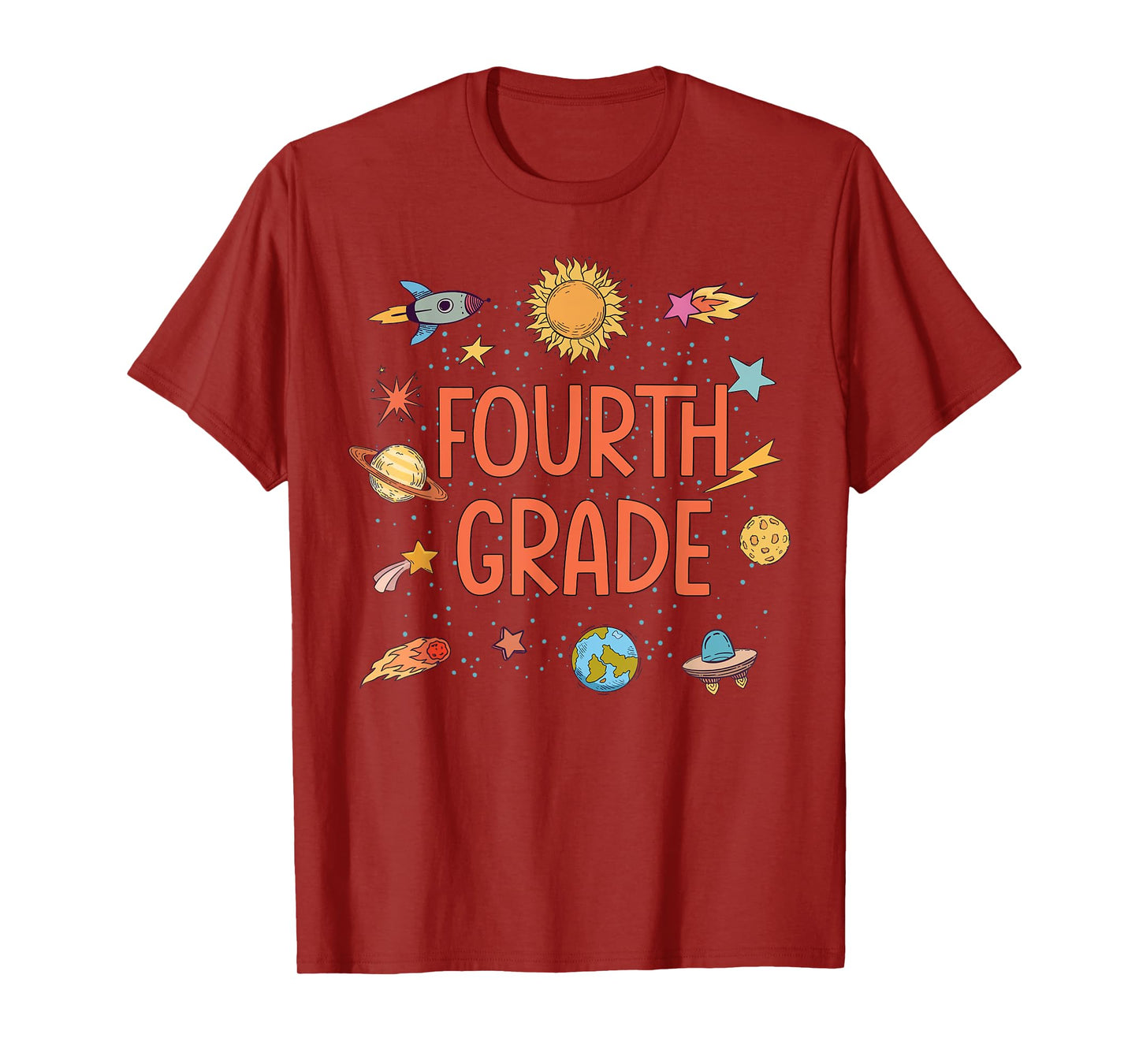 Fourth Grade Rocket Blast Off Outer Space Teacher T-Shirt