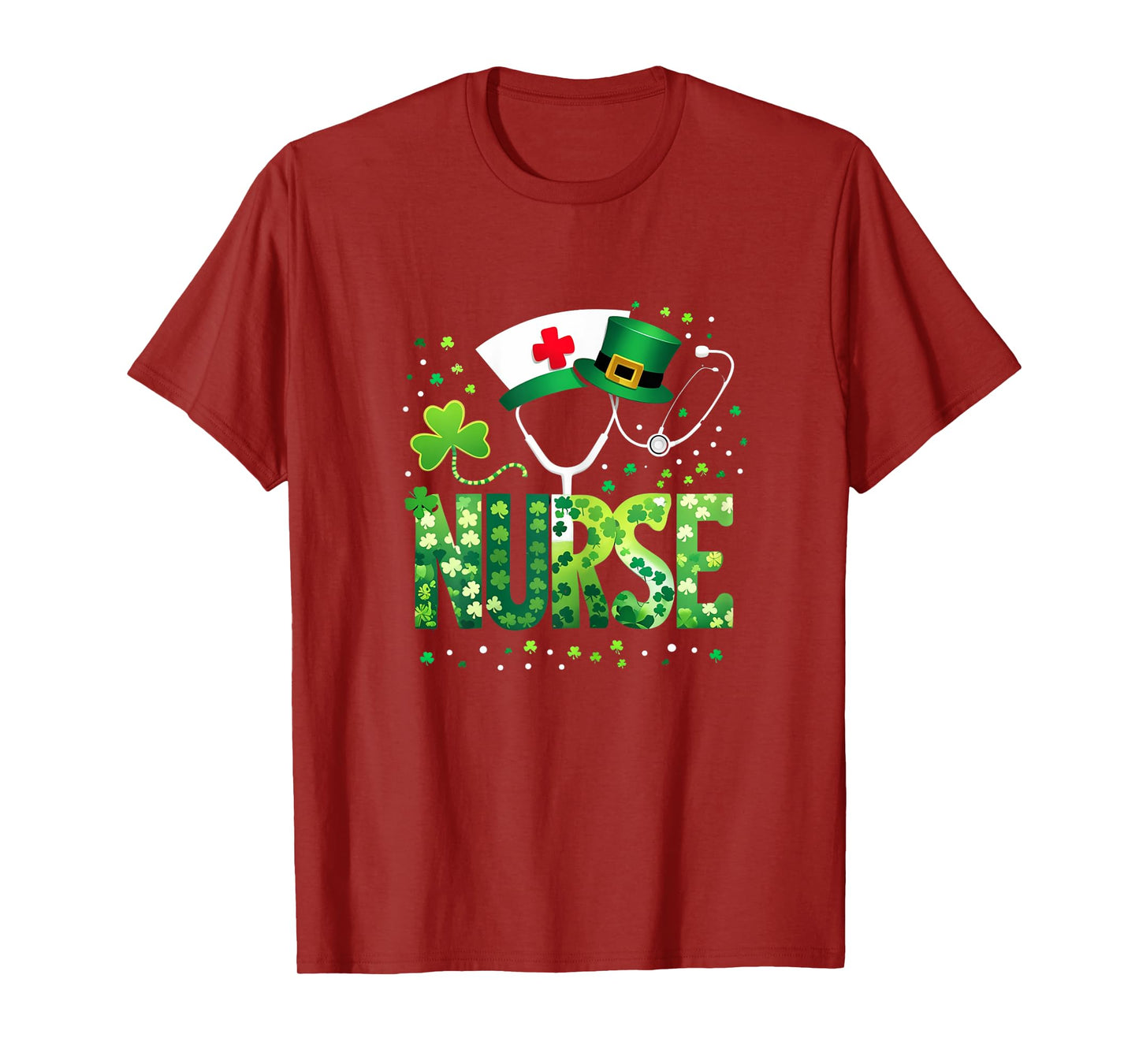 Irish Nurse Stethoscope St Patricks Day Lucky Nurse Shamrock T-Shirt