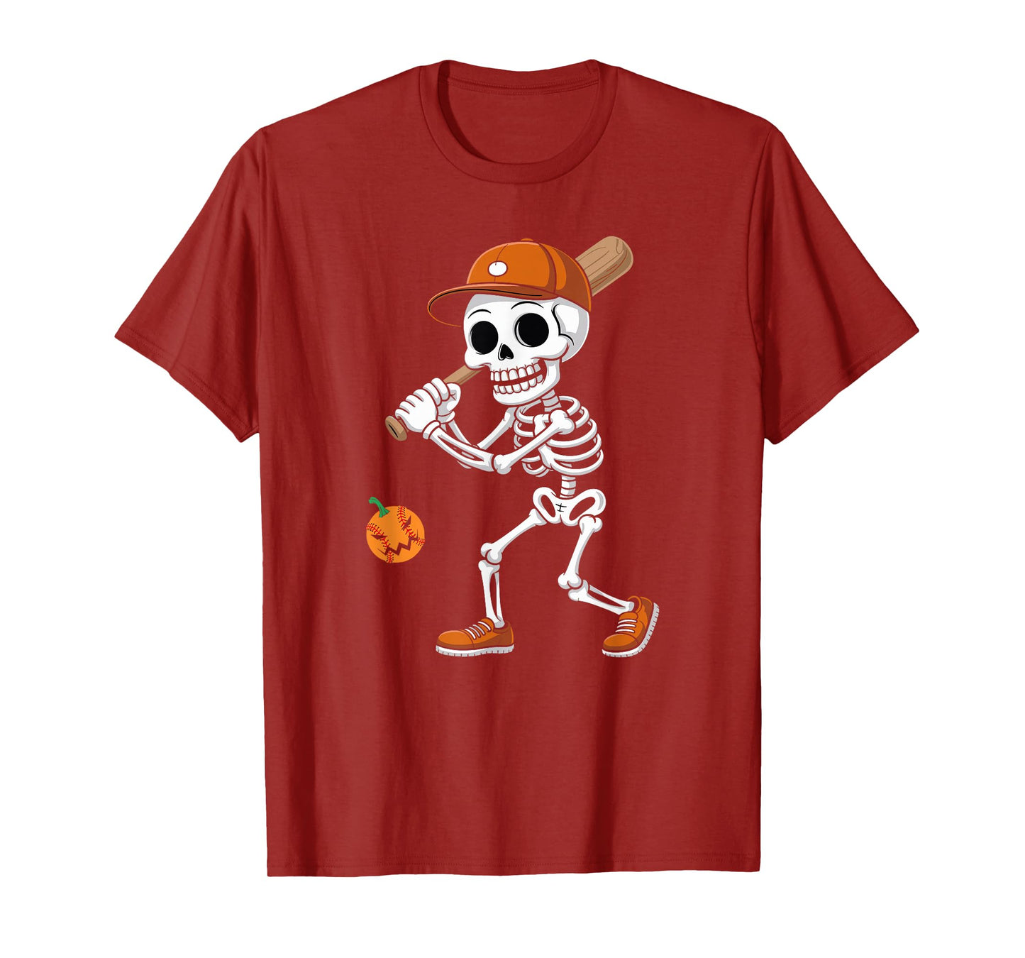 Baseball Pumpkin Funny Skeleton Baseball Halloween Costume T-Shirt