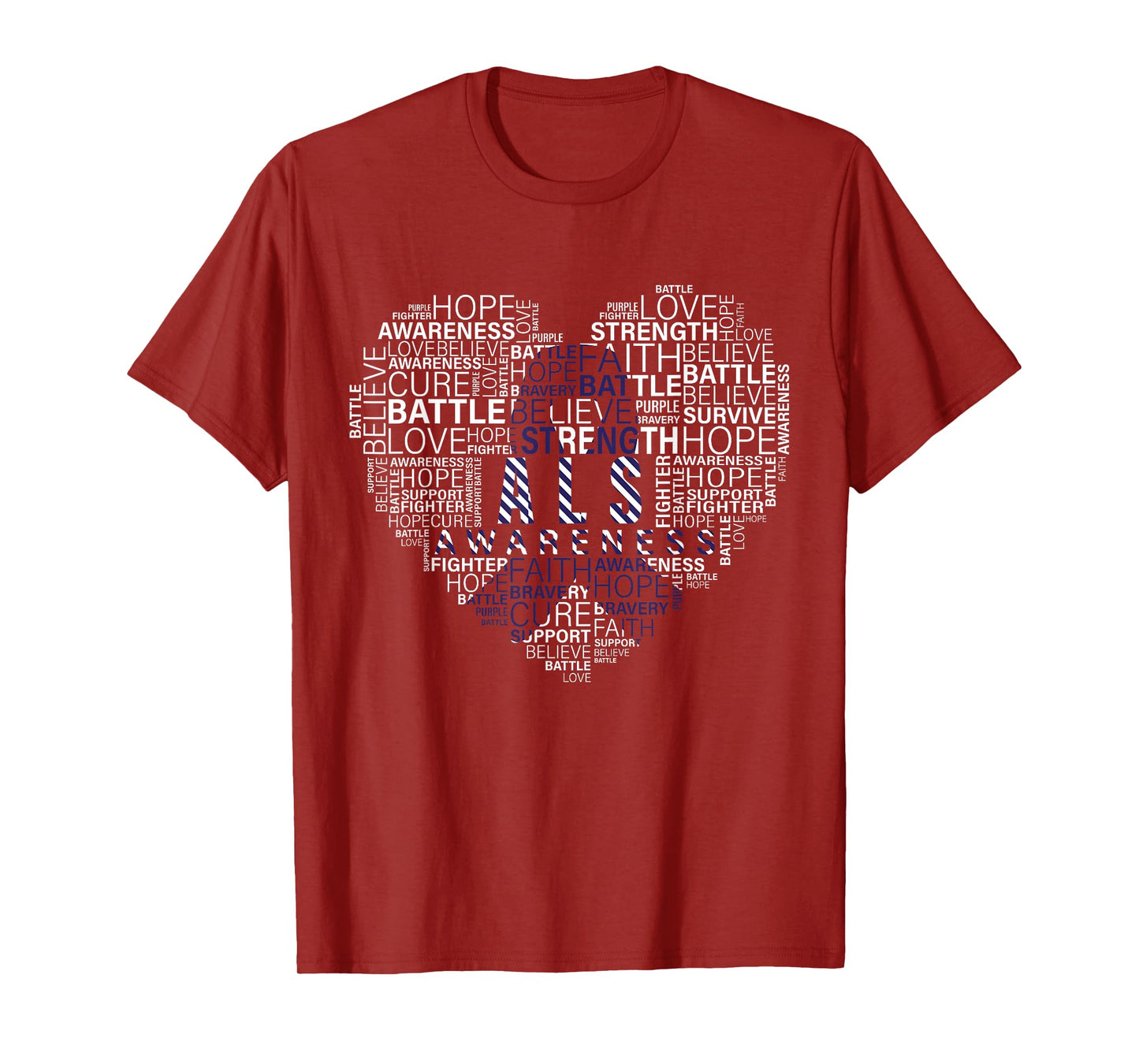 ALS awareness words cloud heart support proud ALS warrior T-Shirt