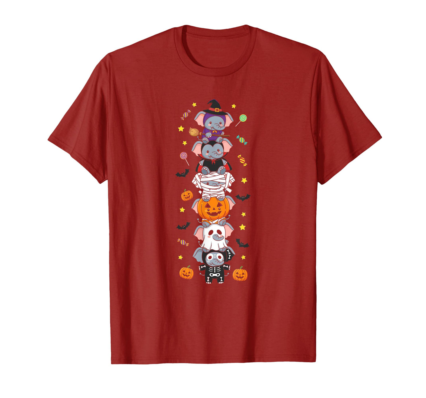 Elephant Witch Vampire Ghost Halloween Kids Mens Womens T-Shirt