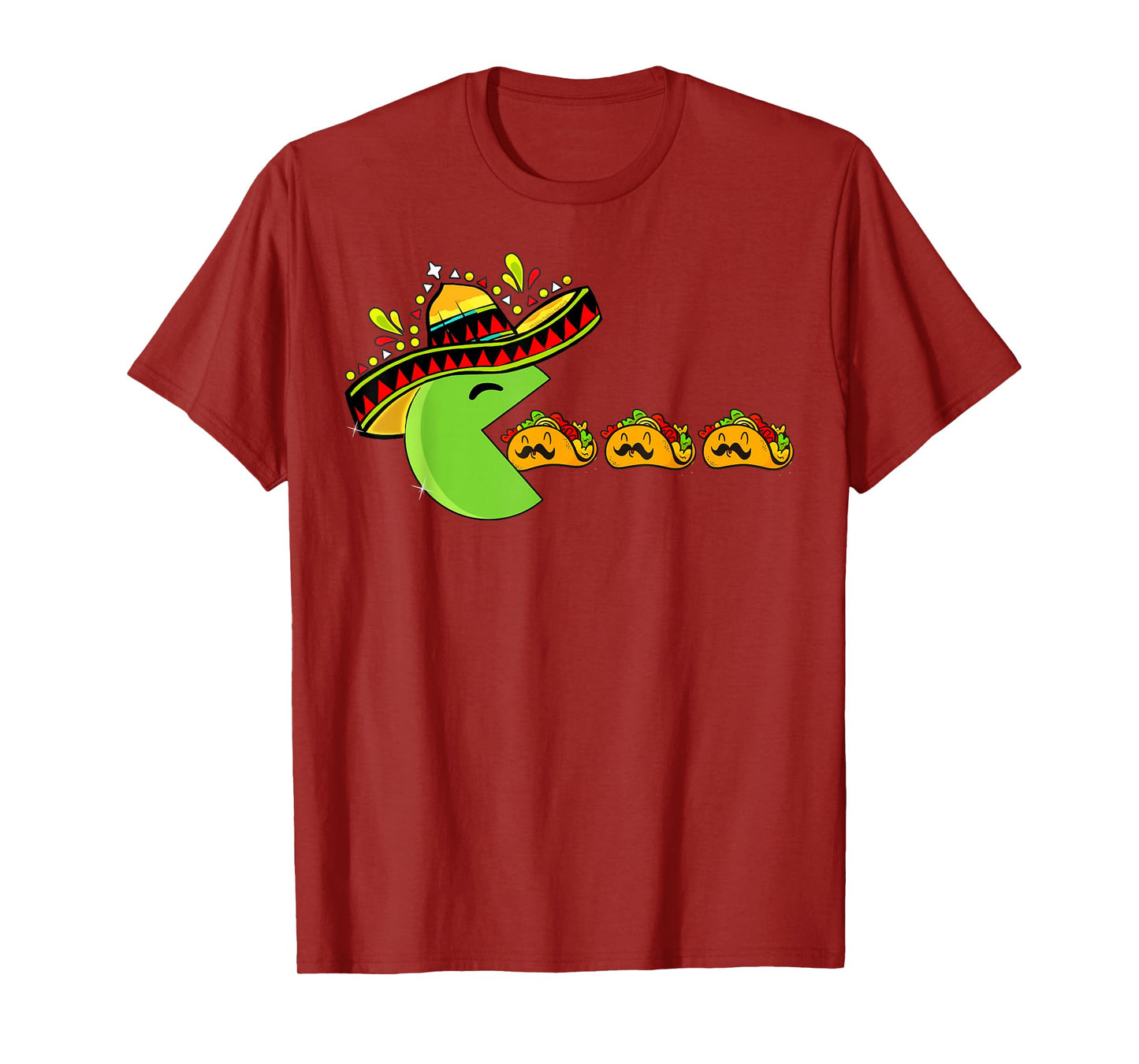 Sombrero Eating Funny Tacos with Mustaches Cinco de Mayo T-Shirt