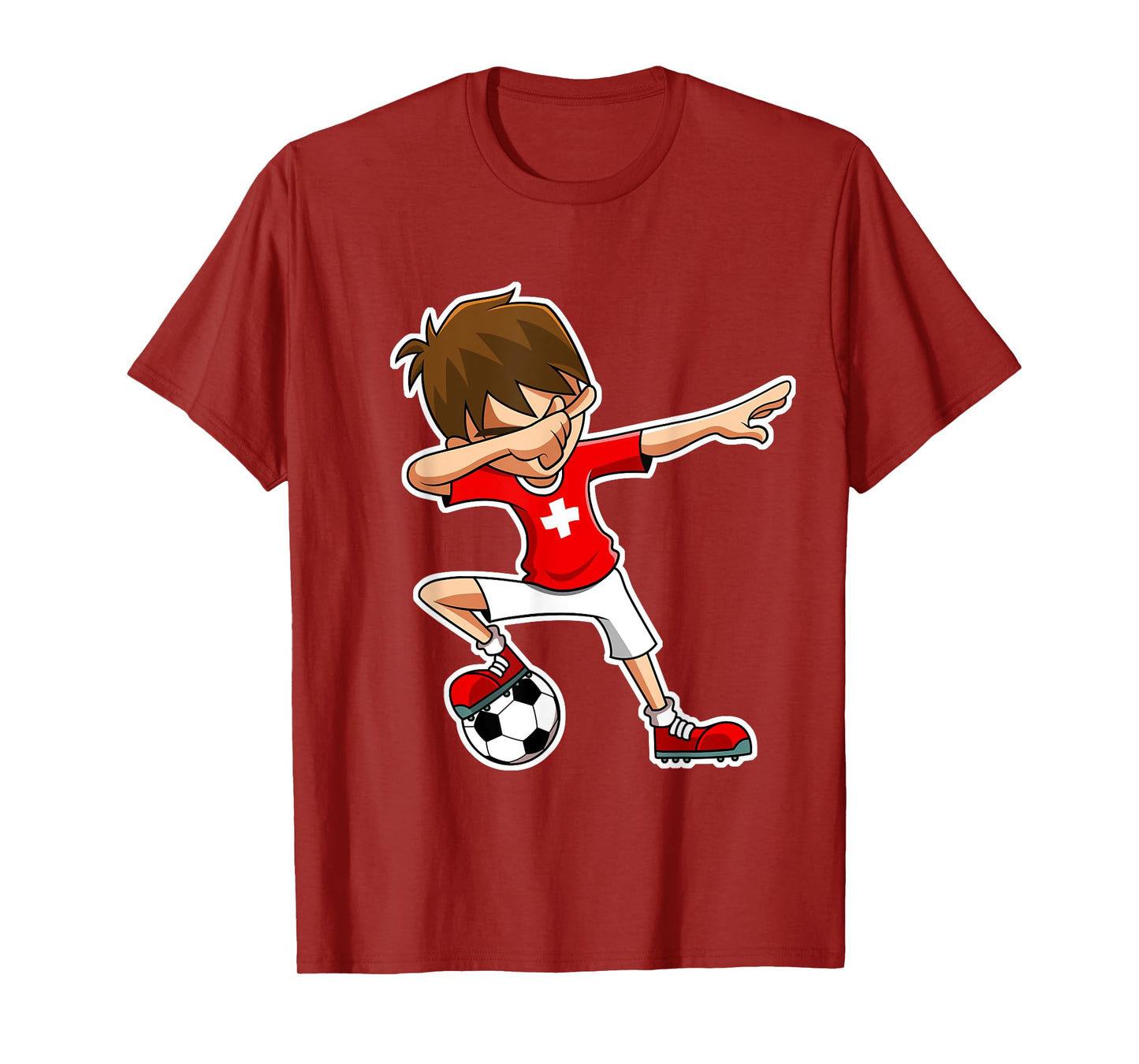 Dabbing Soccer Boy Switzerland Shirt, Swiss Flag Jersey T-Shirt
